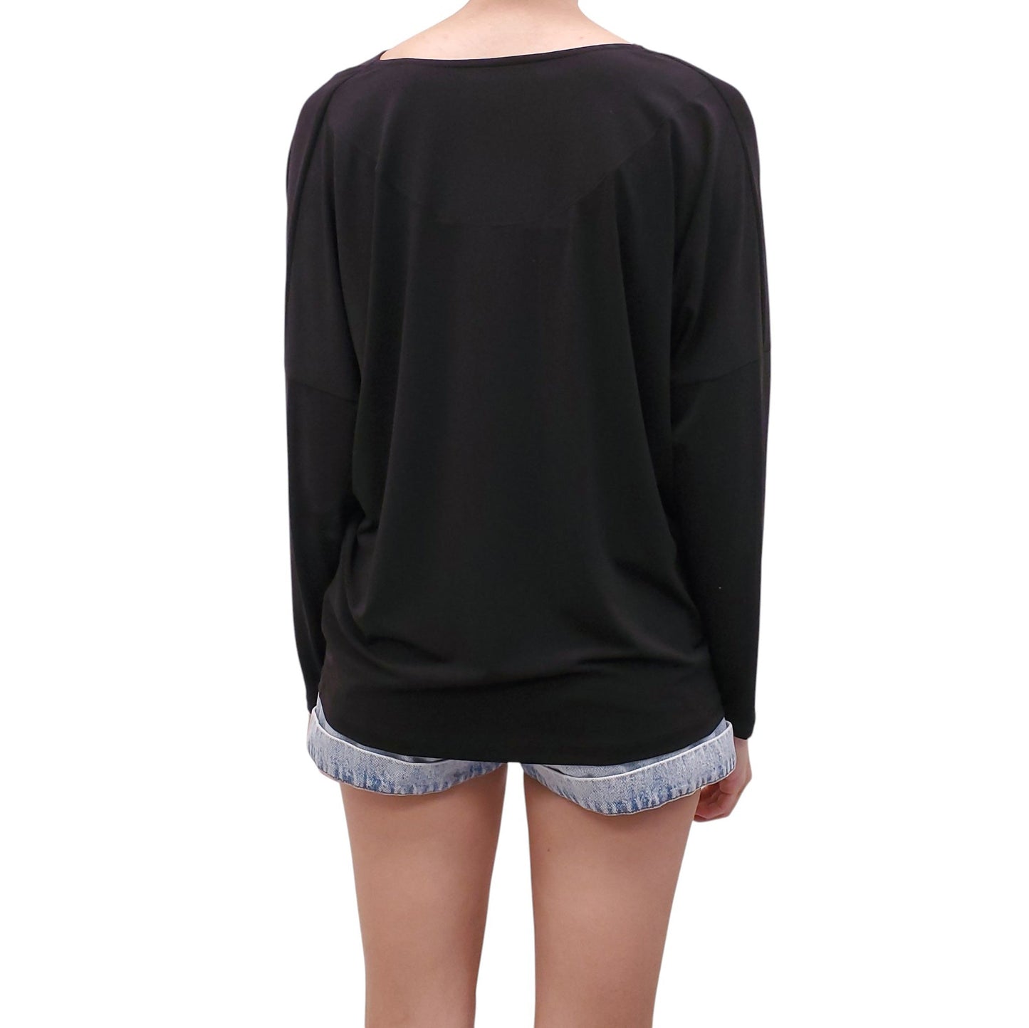 ISSEY MIYAKE BLACK DRAPED BLOUSE - SIZE 2/S