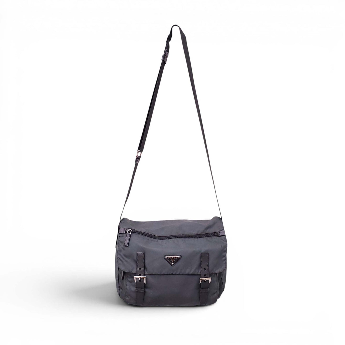 PRADA NYLON GREY CROSSBODY BAG