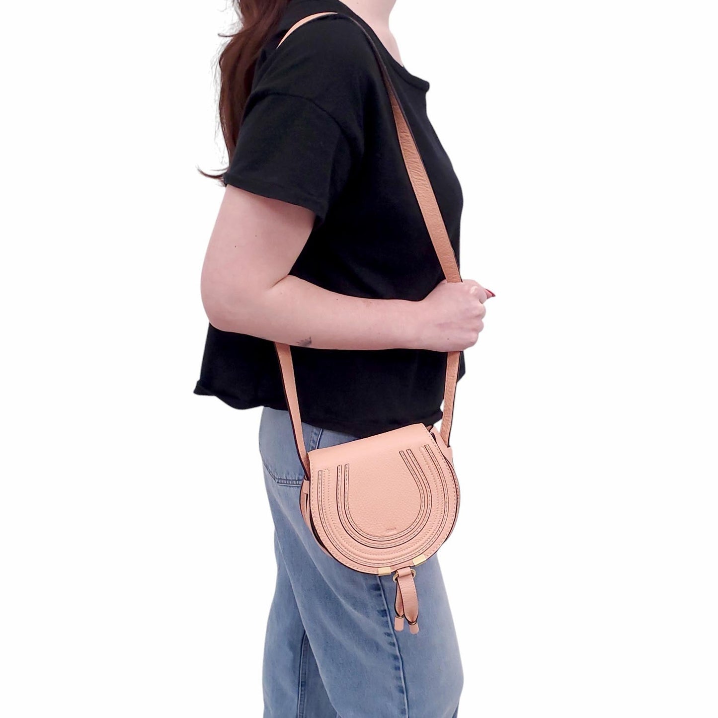 CHLOÉ PEACH SMALL MARCIE CROSSBODY BAG