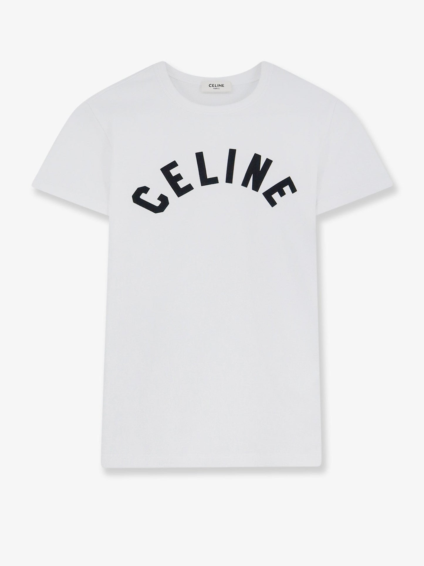 Celine Women Cotton T-Shirt With Front Lettering Logo Print