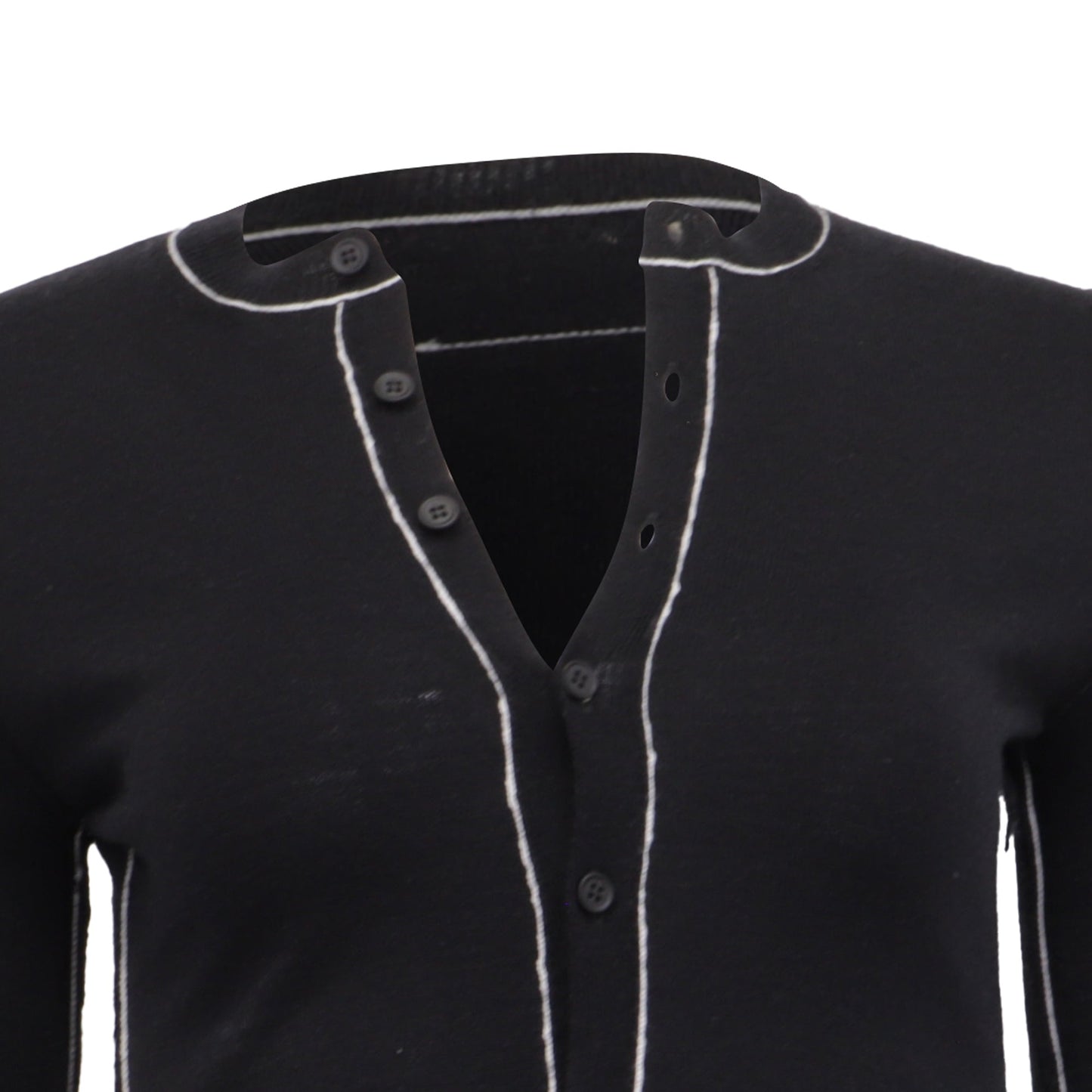 MM6 Maison Margiela Knit Contrast Stitch Cardigan in Black Wool