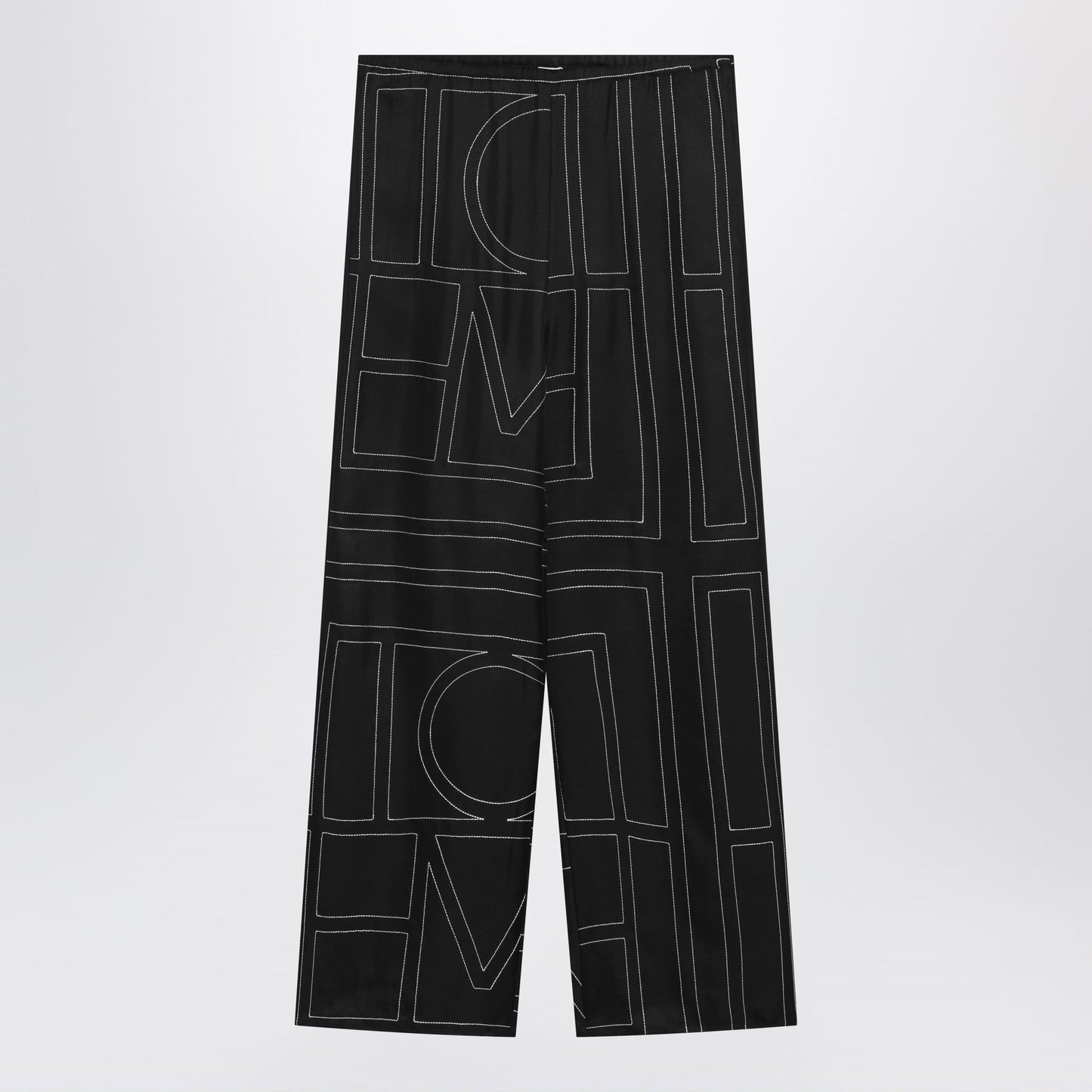 Toteme Black Monogram Silk Pajama Trousers Women