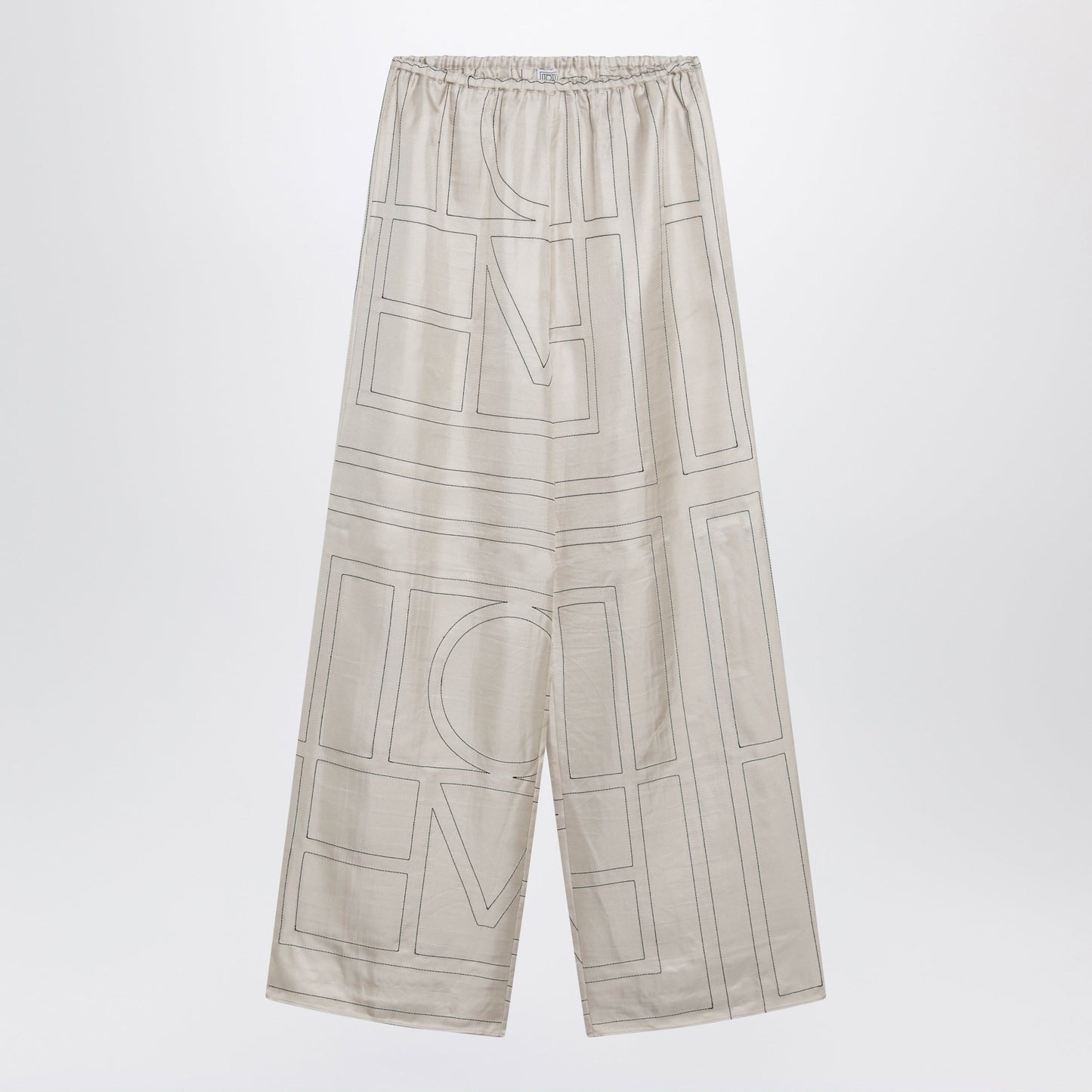 Toteme Ivory Monogram Silk Pajama Trousers Women