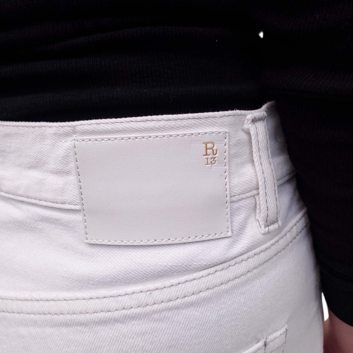 R13 WHITE 'BOYFRIEND' JEANS - SIZE 26