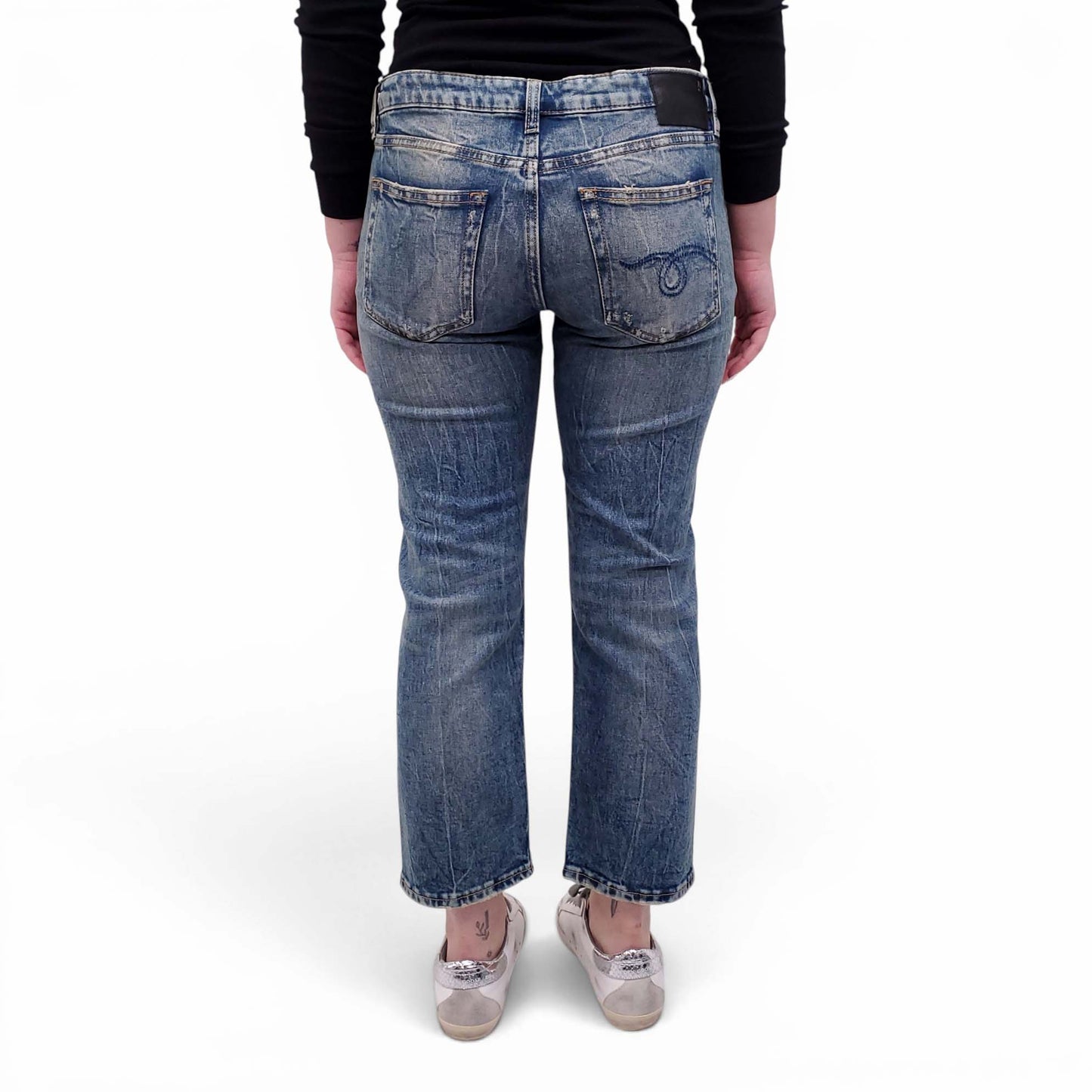R13 'BOY STRAIGHT' CROPPED JEANS - SIZE 27