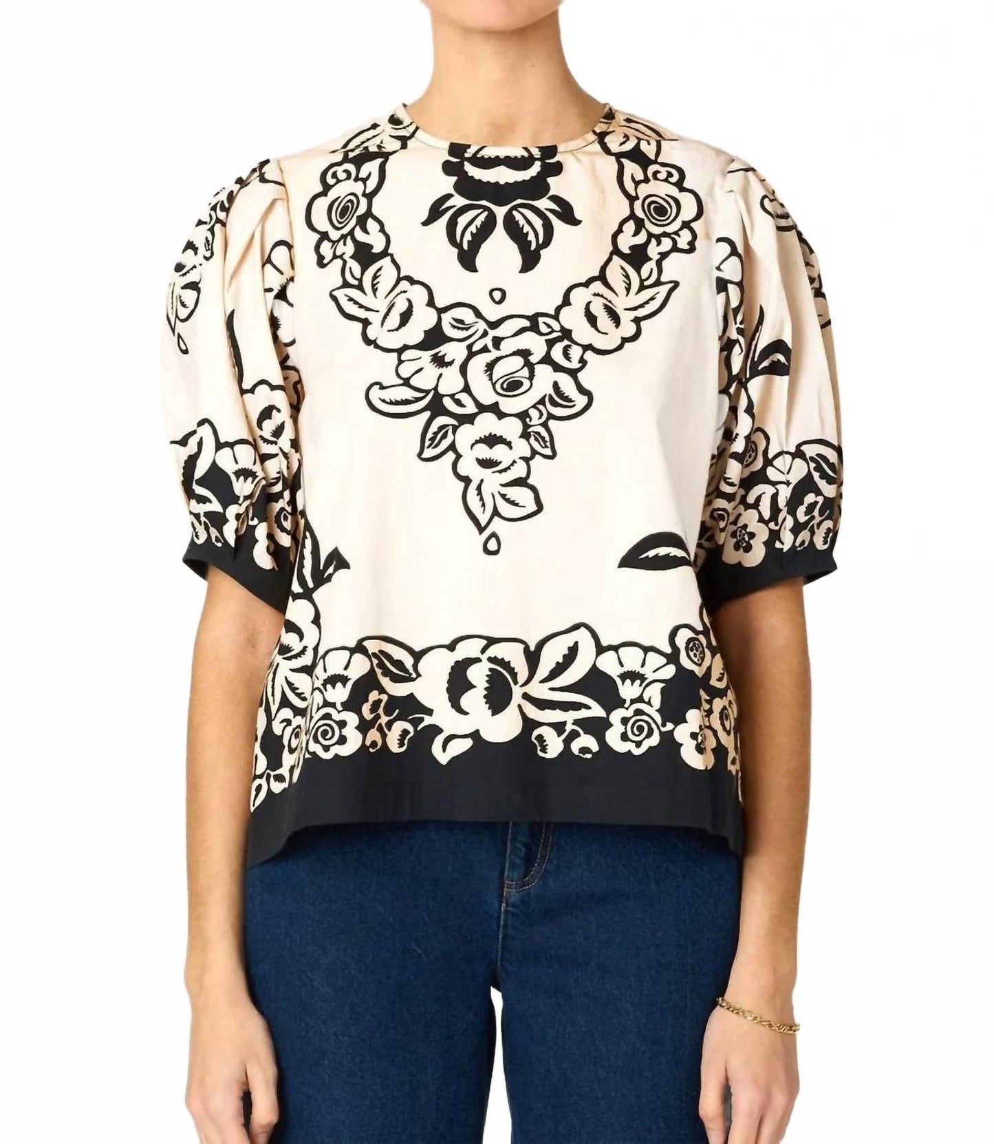 Kinsley Crew Neck Blouse In Botanico Print