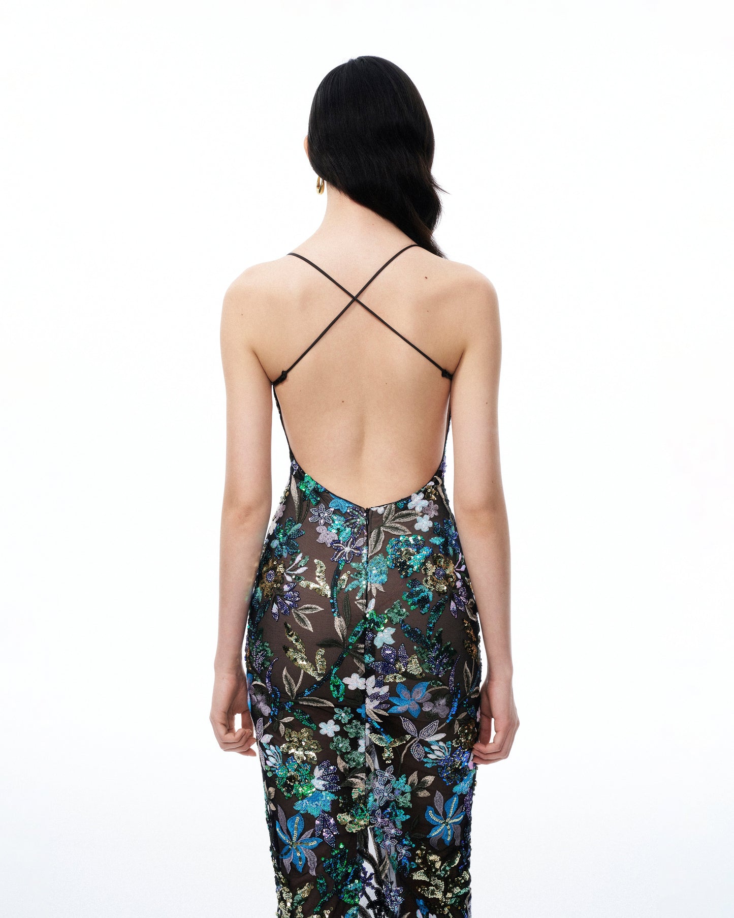 Isadora Floral Sequin Dress - Black Multi