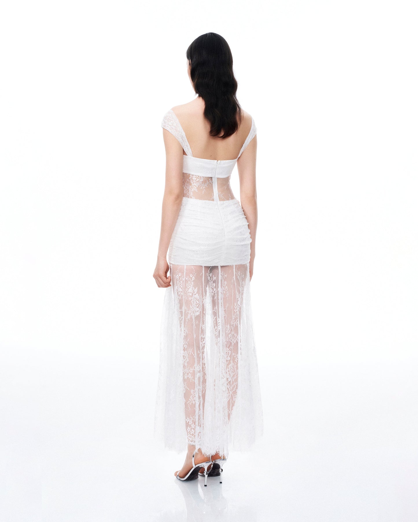 Fiorentina 3D Floral Lace Dress - White