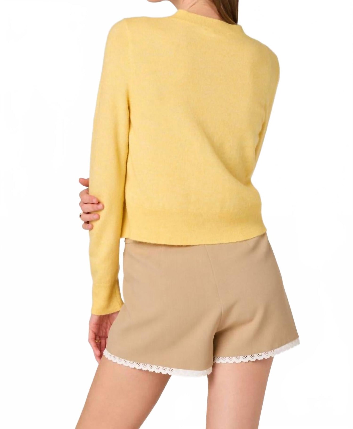 Mary Classic Button Front Cardigan In Yellow