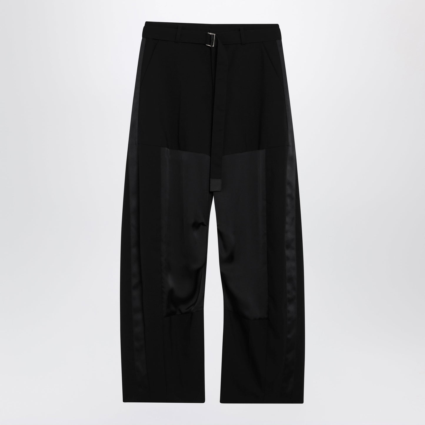 Sacai Wide-Leg Wool Trousers With Panels And Belt Women