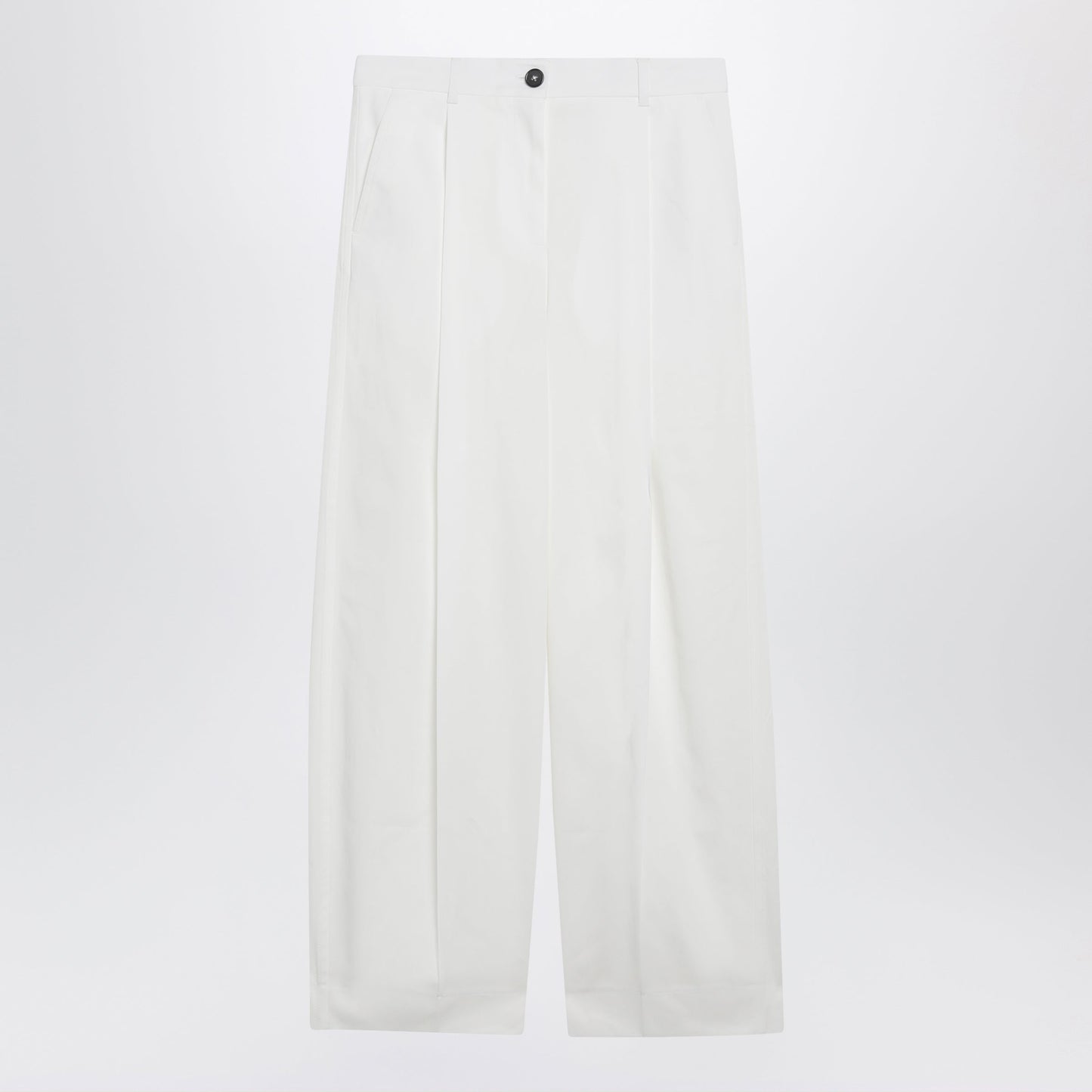 Toteme Single-Pleat Organic Cotton Trousers In White Women