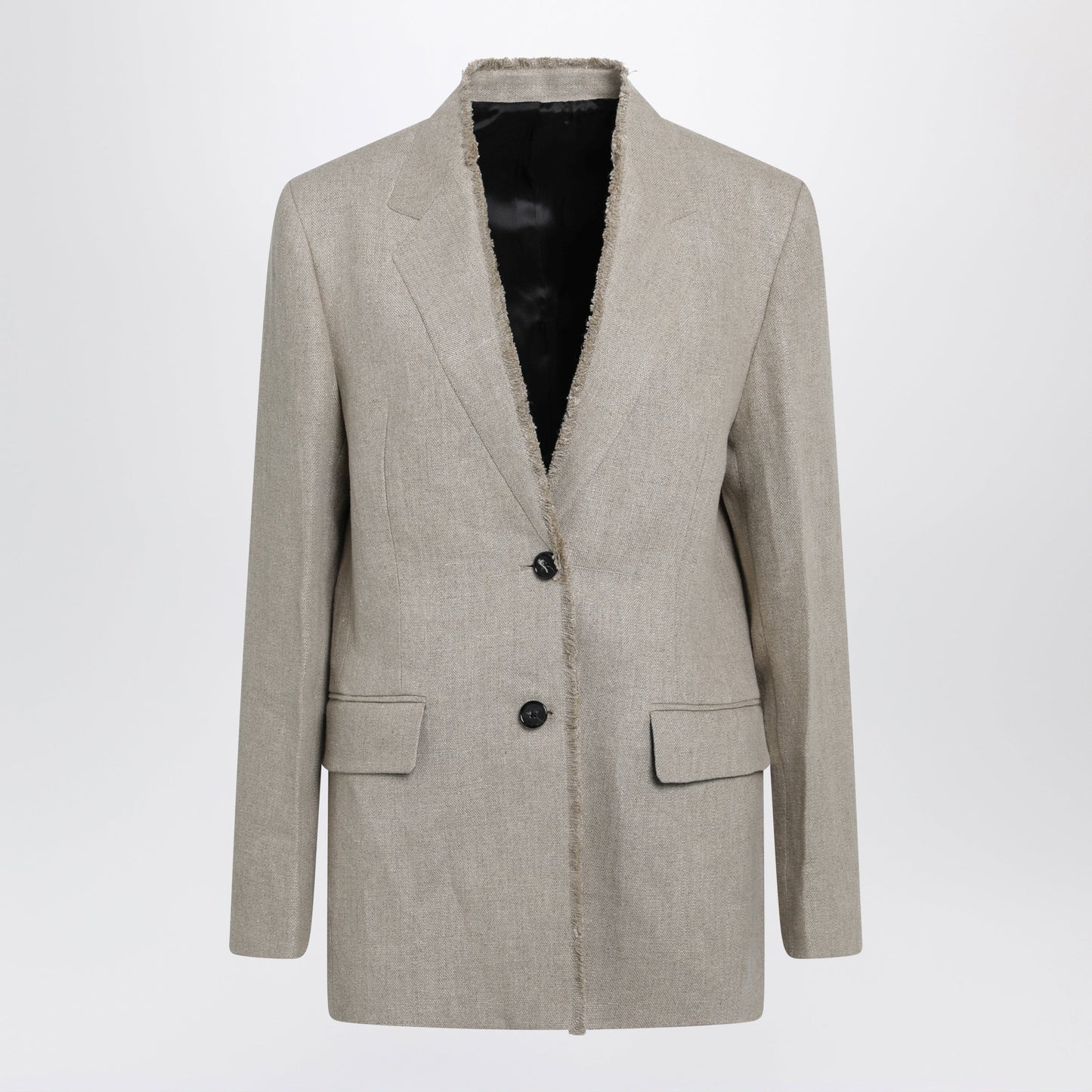 Toteme Beige Frayed-Lapel Natural Linen Blazer Women
