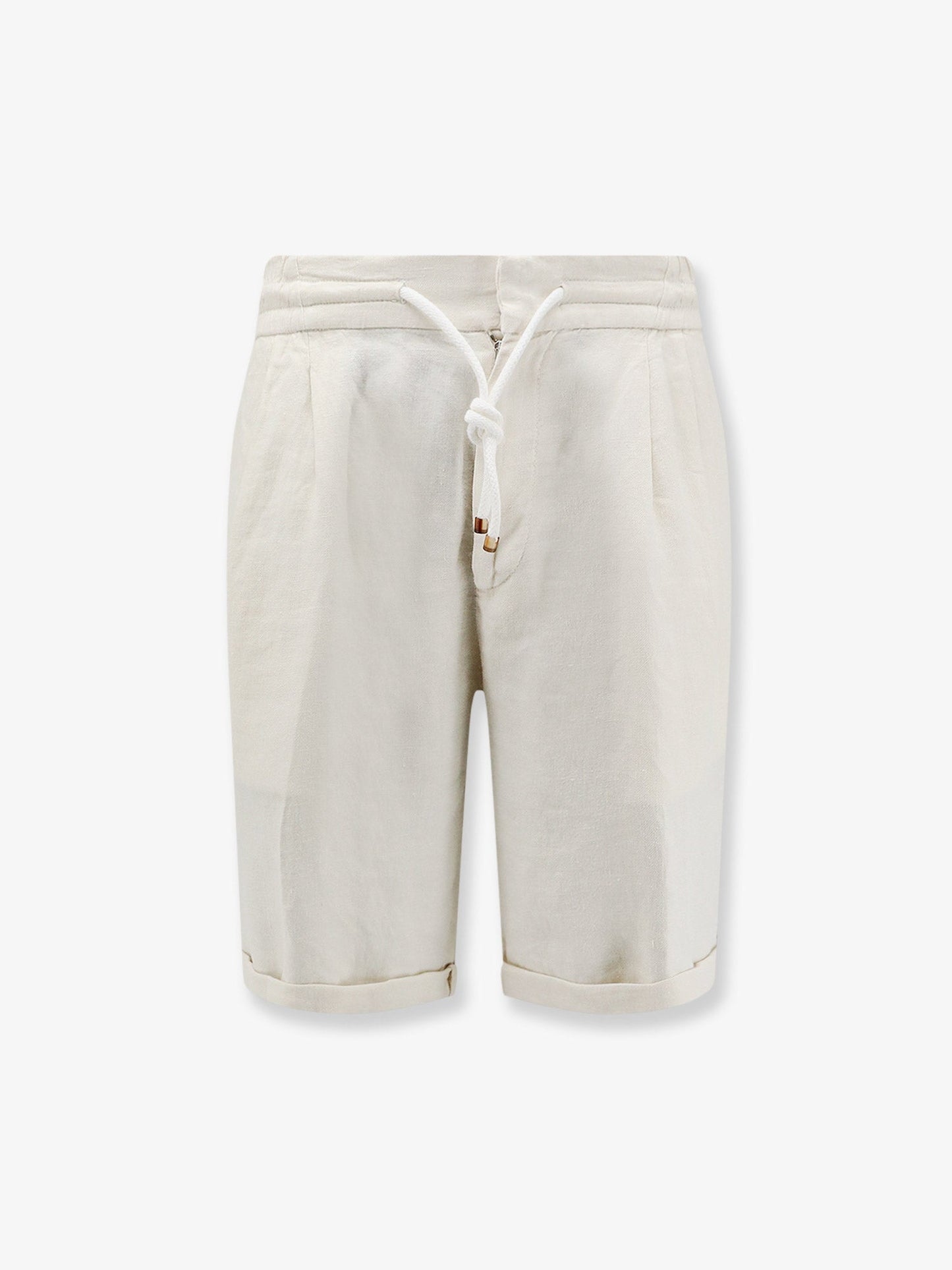 Brunello Cucinelli Men Linen Bermuda Shorts With Drawstring