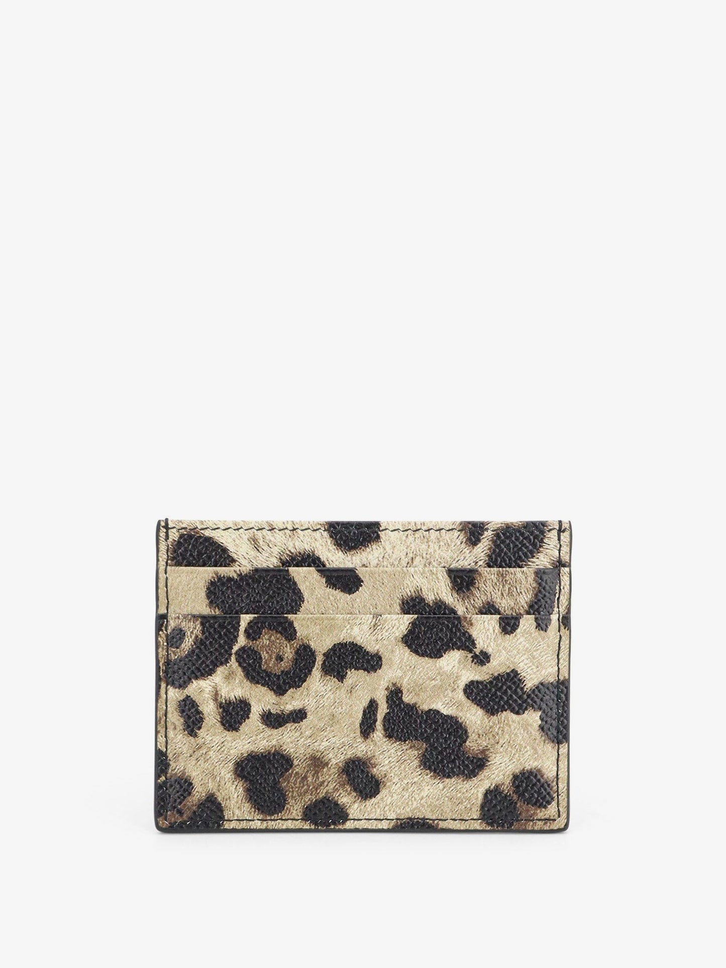 Dolce & Gabbana Women Hammered Leather Card Holder With Animal Print