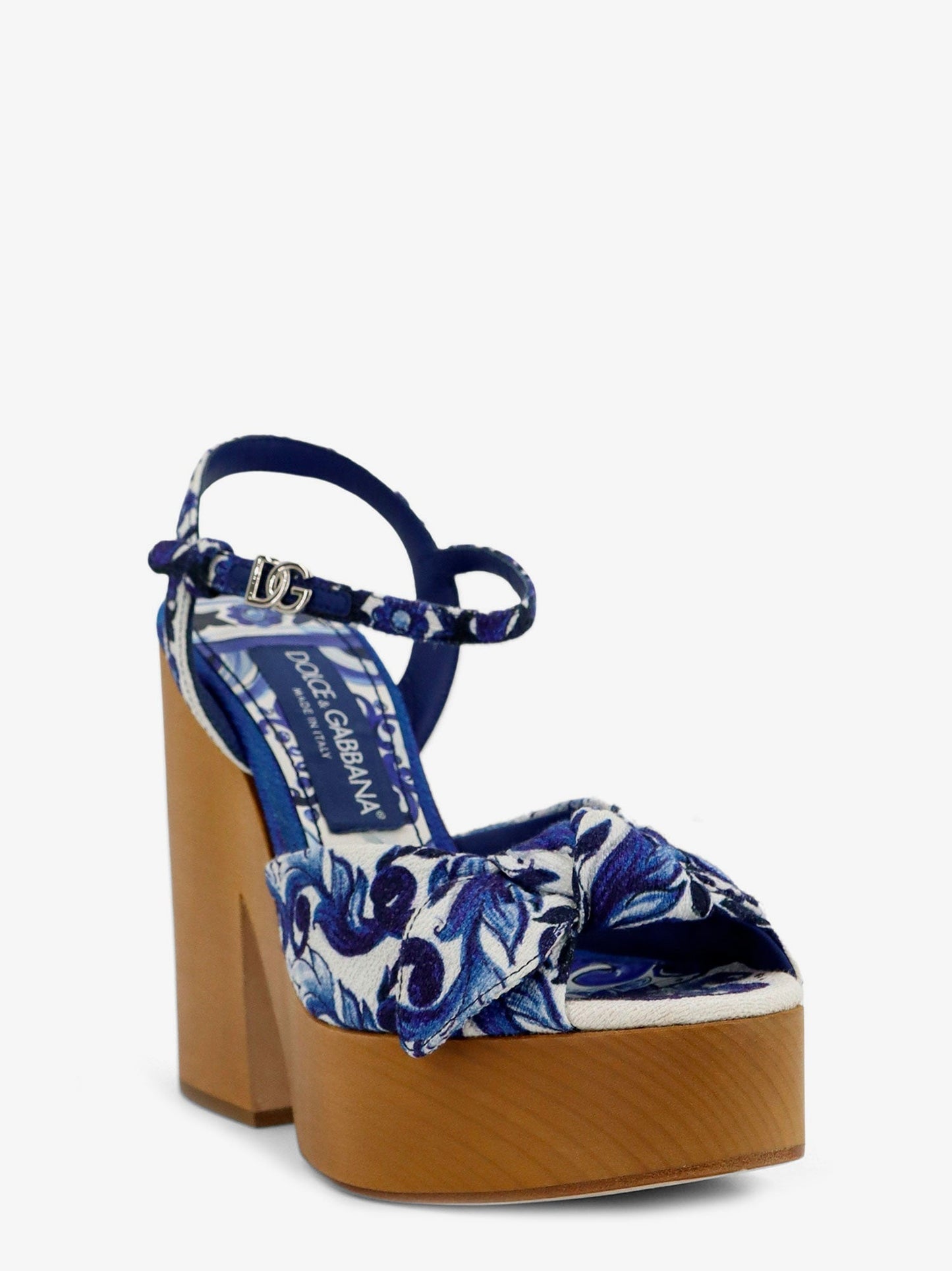 Dolce & Gabbana Women Canvas Sandals With Maiolica Print