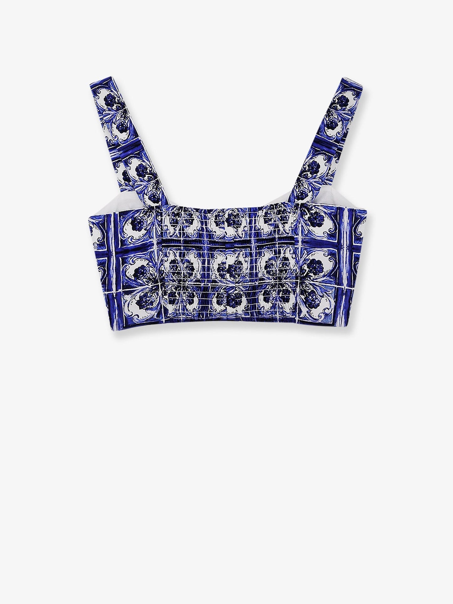 Dolce & Gabbana Women Cropped Cotton Top With Maiolica Print