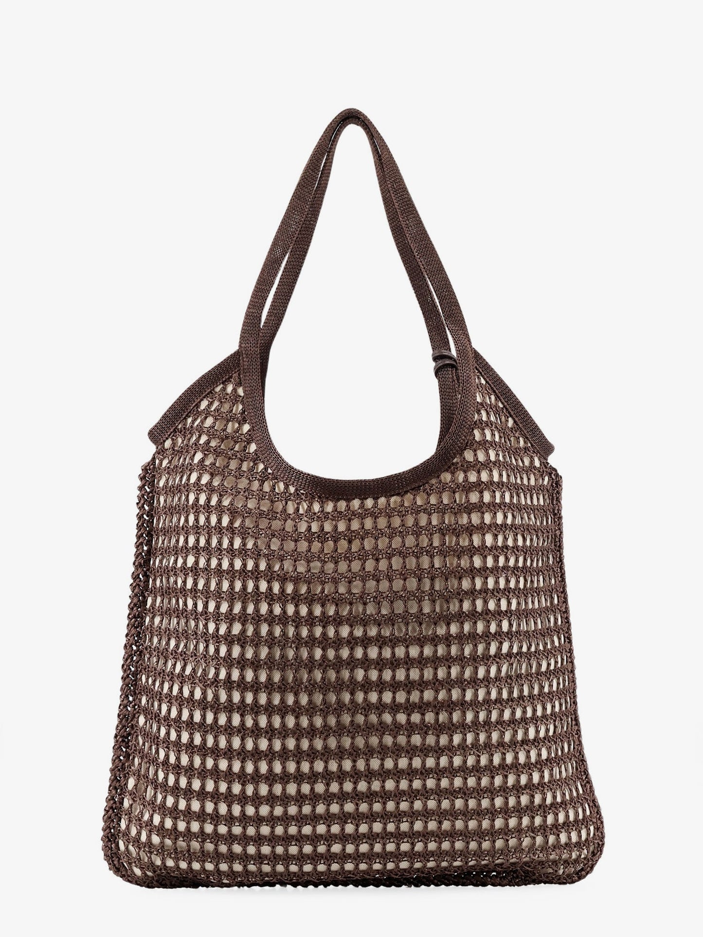 Miu Miu Women Crochet Mesh Shopping Bag With Tone-On-Tone Logo On The Front