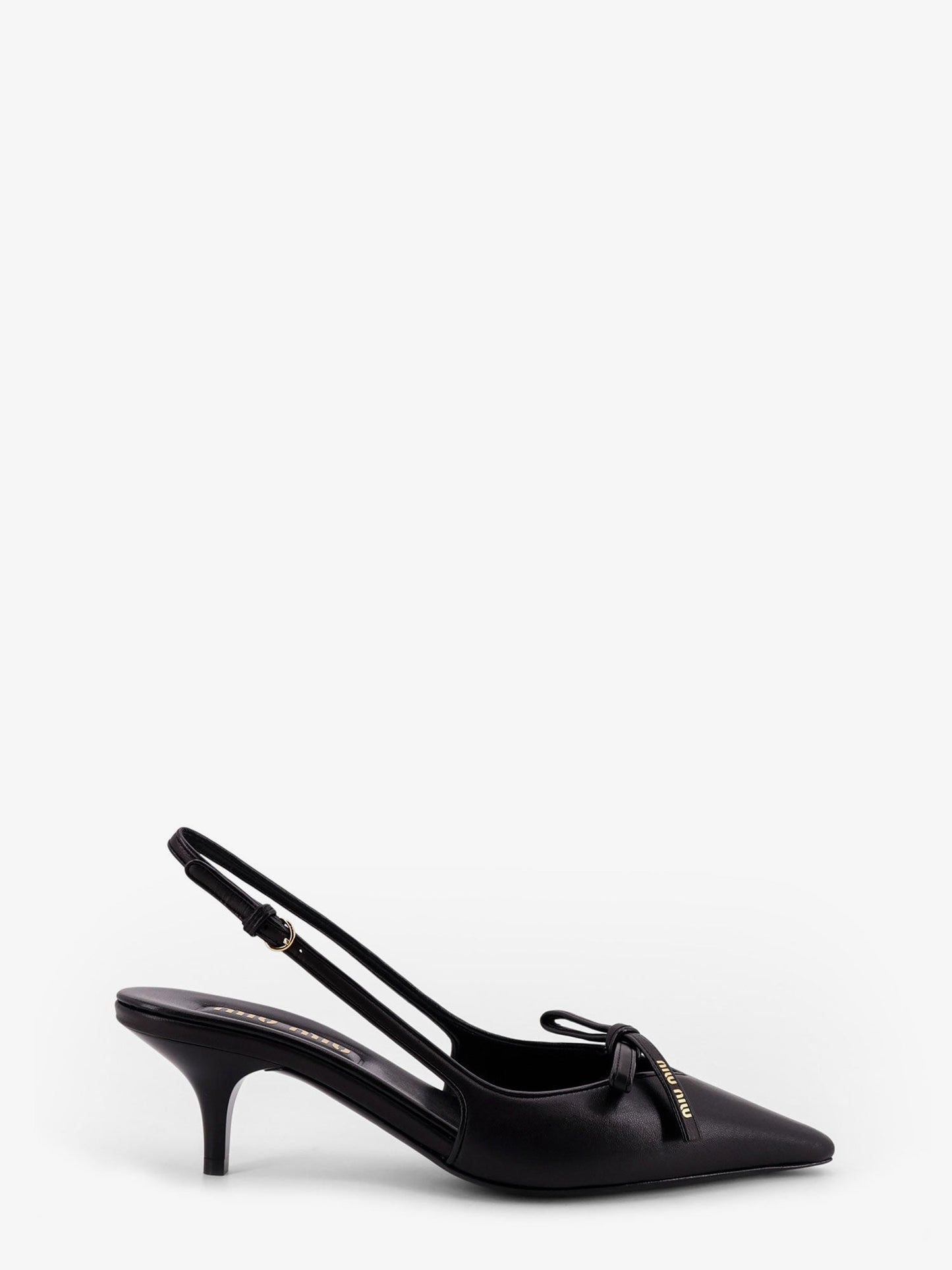 Miu Miu Women Leather Decollete With Logo Bow Detail