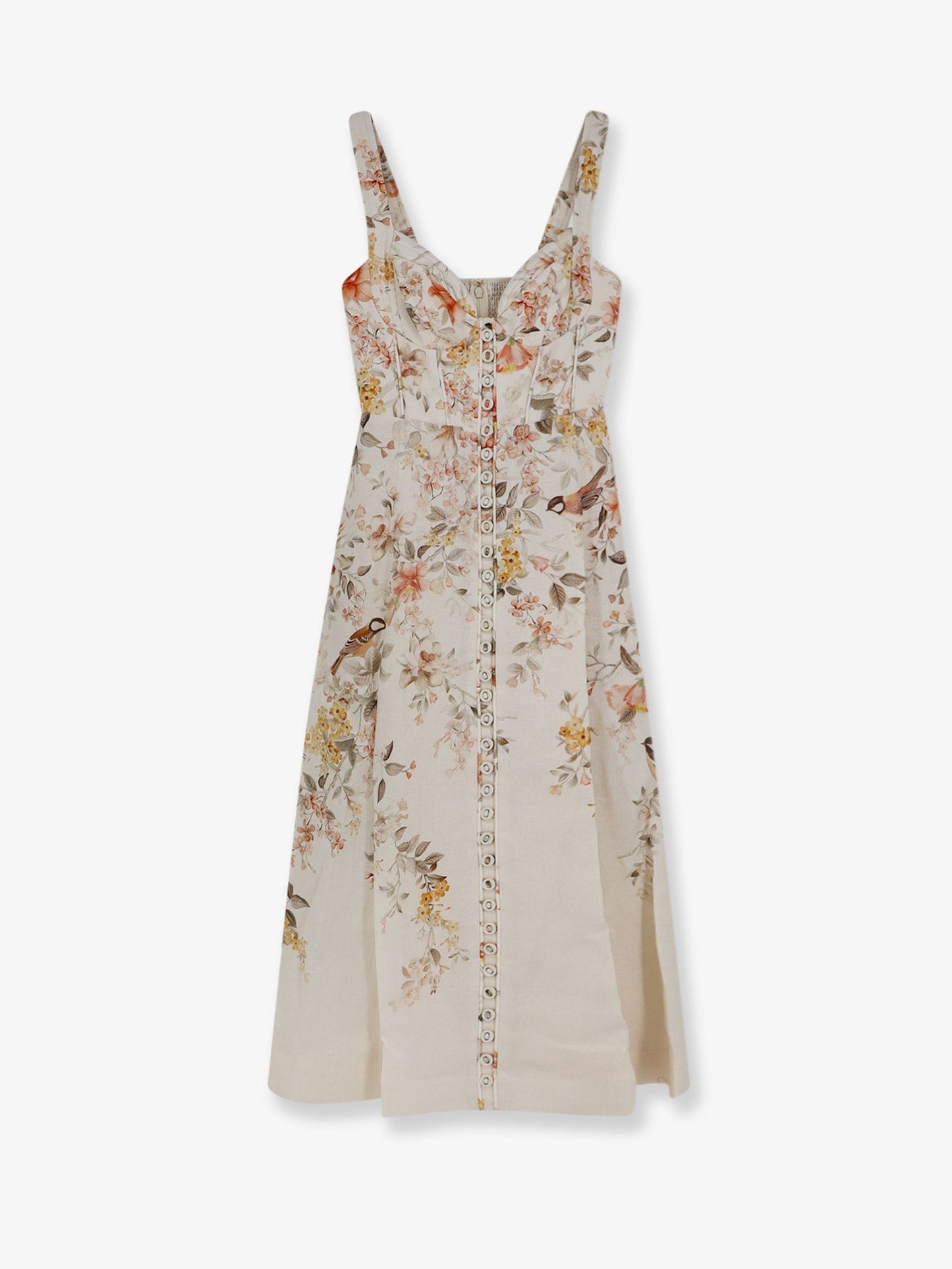 Zimmermann Women Luna Linen Midi Dress With All-Over Floral Print