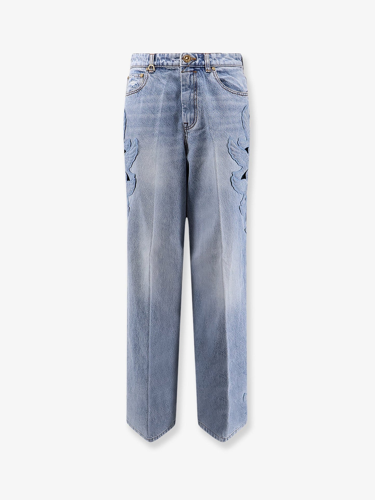 Zimmermann Women Alchemy Applique Relaxed Flare Blue Denim Jeans