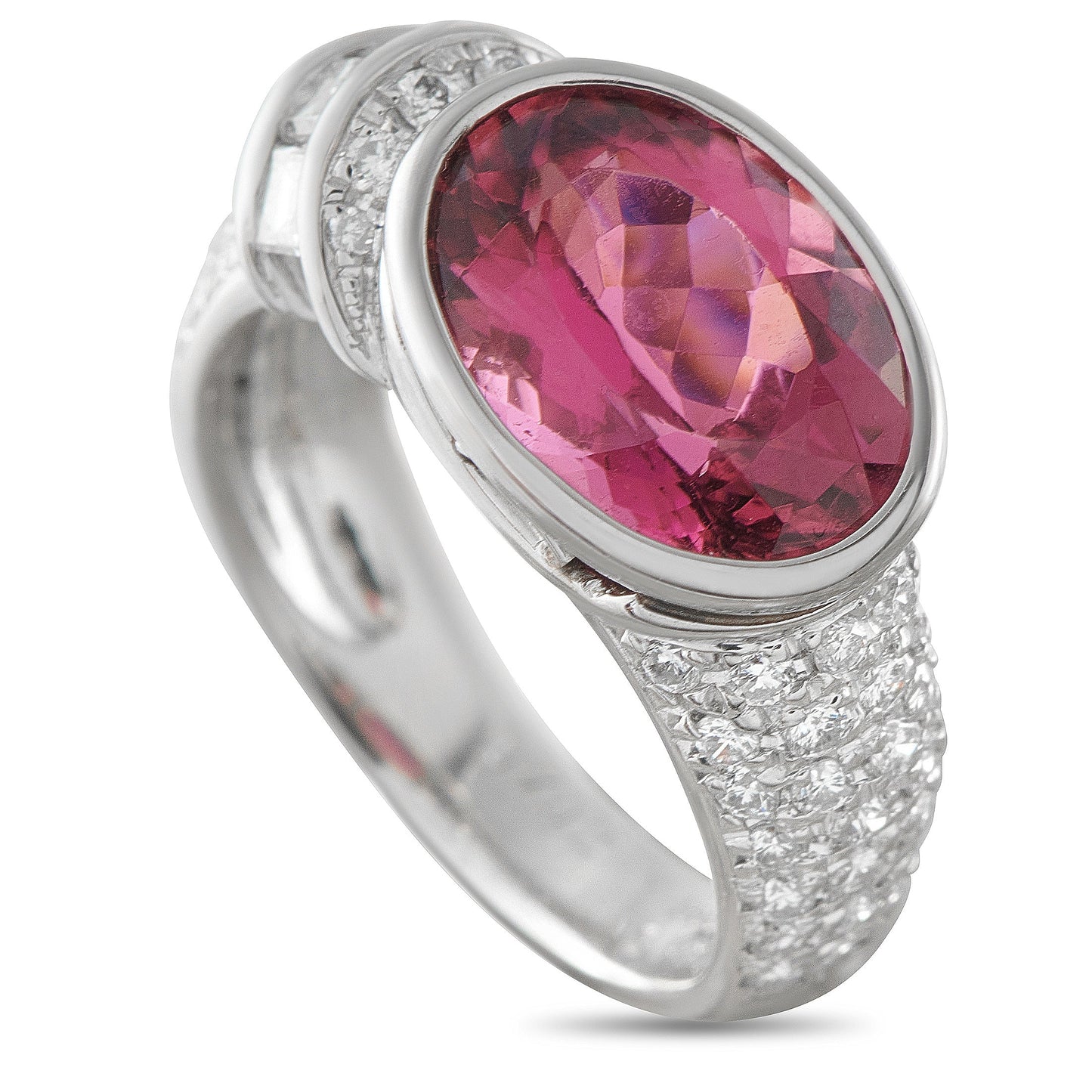 LB Exclusive Platinum 0.79ct Diamond and Rubellite Ring MF01-041426