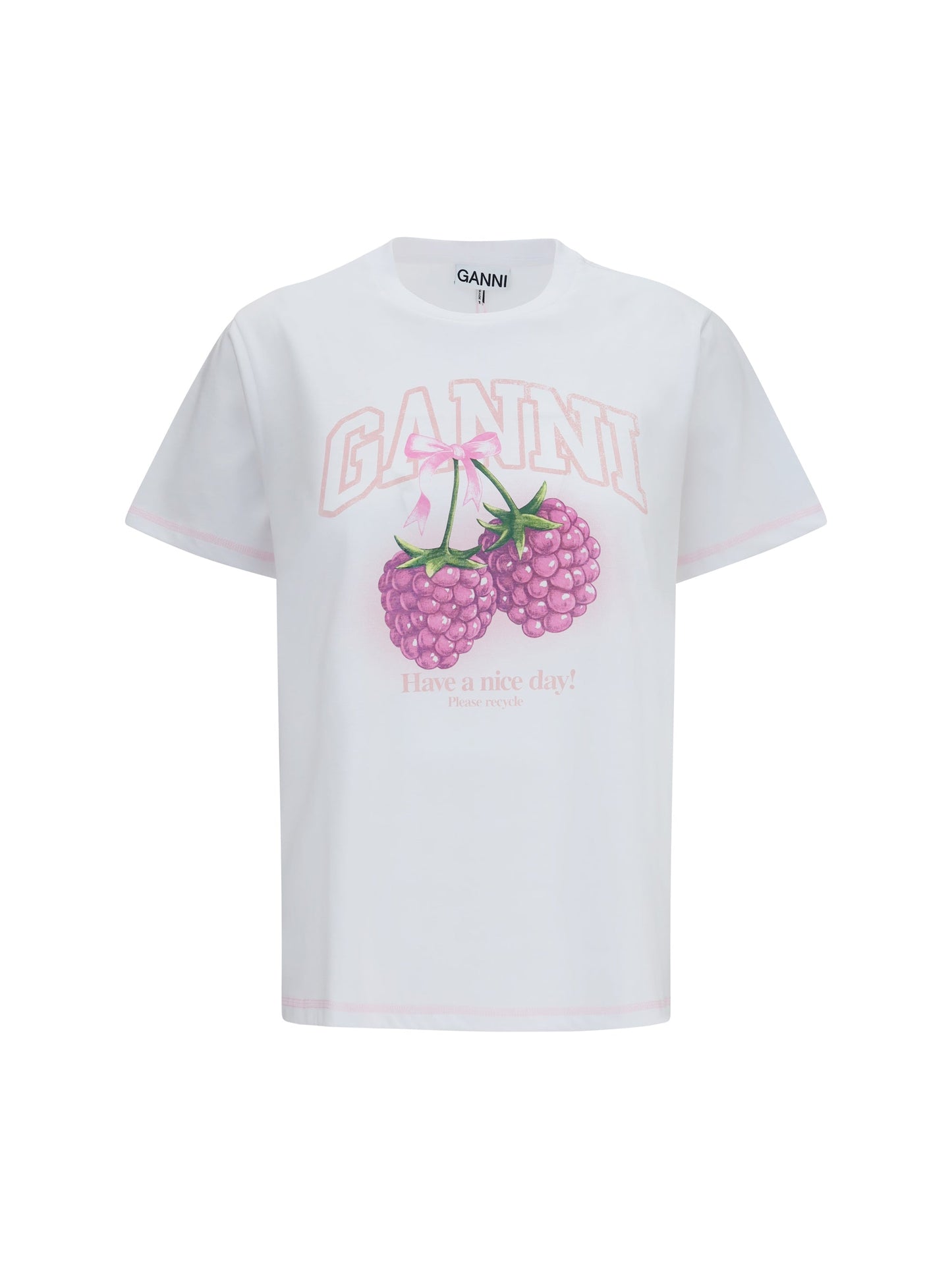 Ganni Women Cotton Raspberry T-Shirt