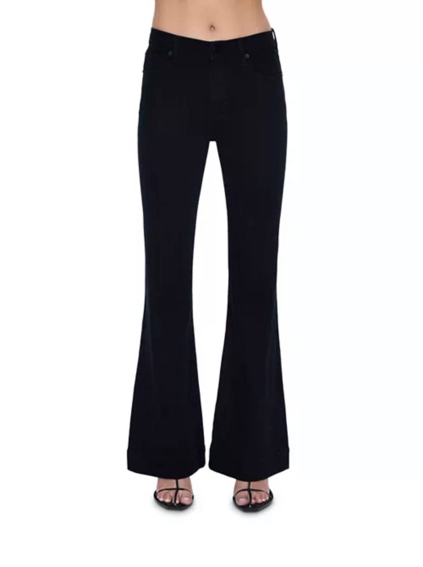 Kinsley Mid Rise Ultra Flare Pants In Noir