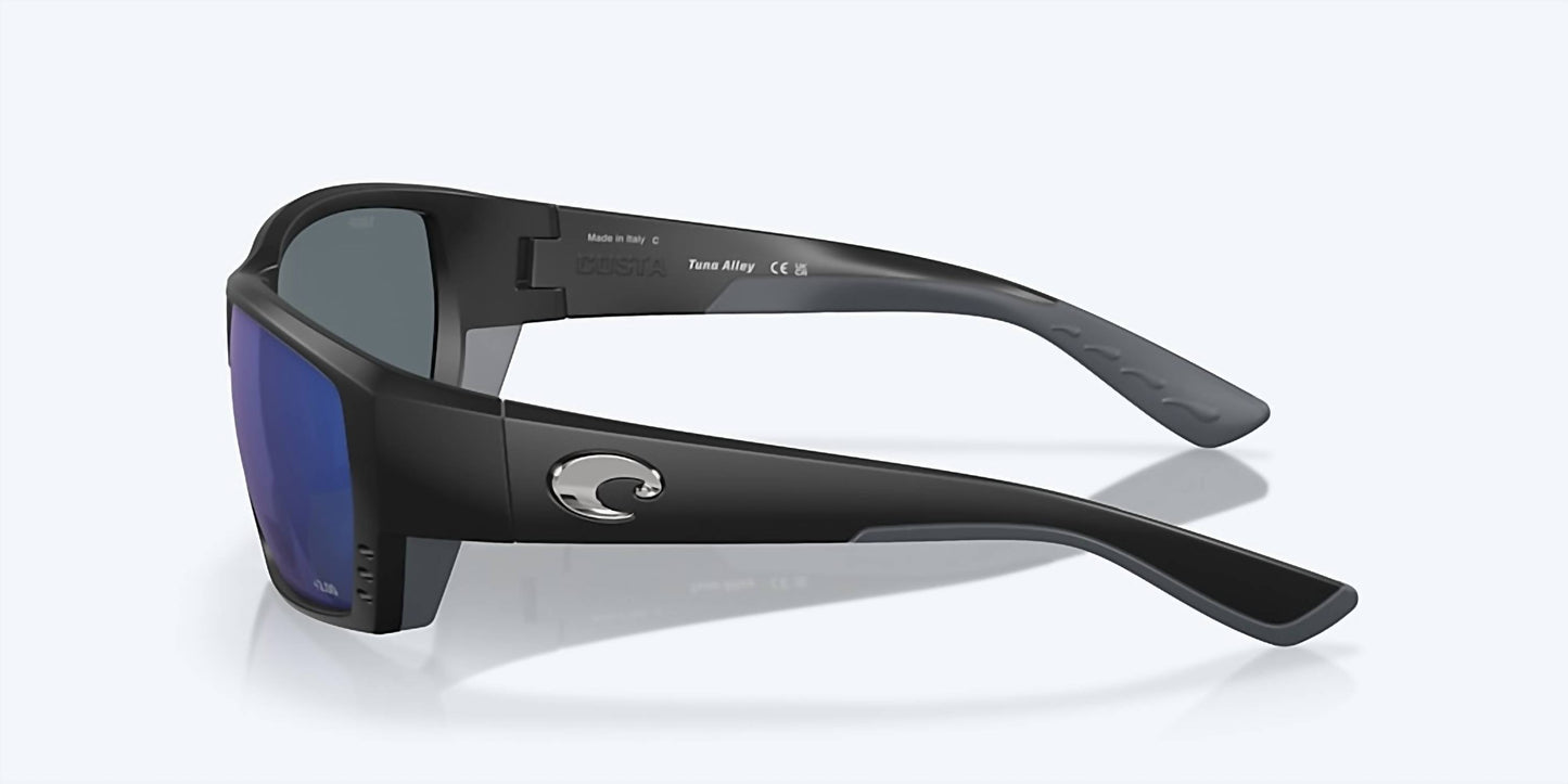 Men's Tuna Alley Readers Rectangular Polarized Sunglasses In Matte Black/blue Mirror
