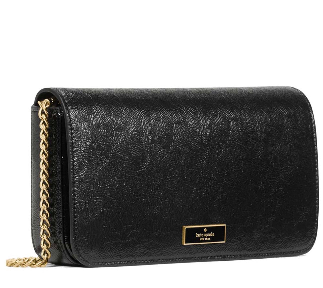 NWT Kate Spade Bridget Crinkle Patent Mini Crossbody In Black