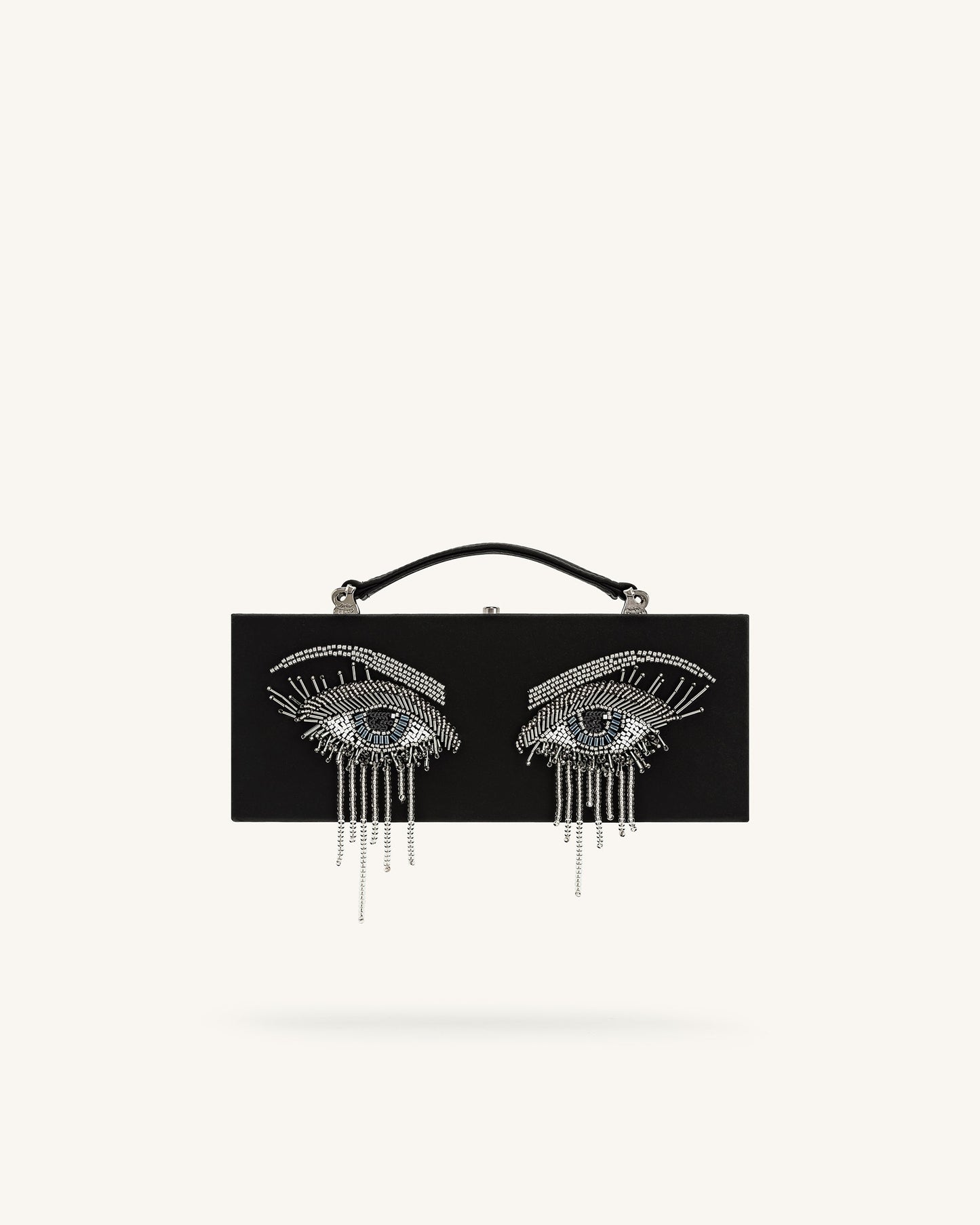 Vera Bead Decoration Rectangular Clutch Bag - Black
