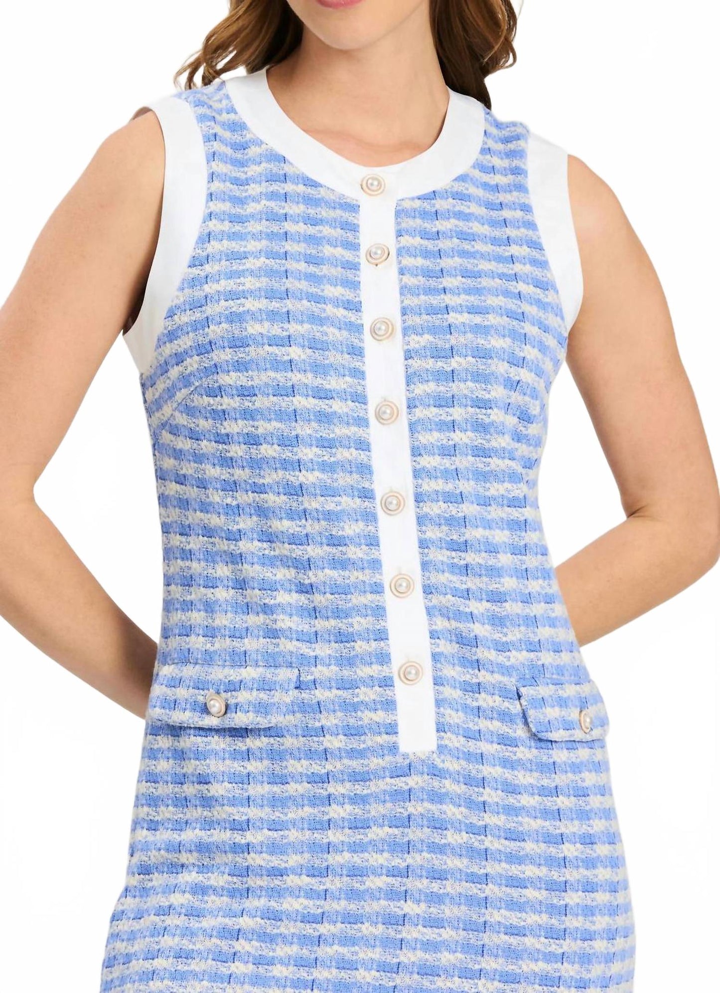 Kirk Knit Dress In Vista Blue/white