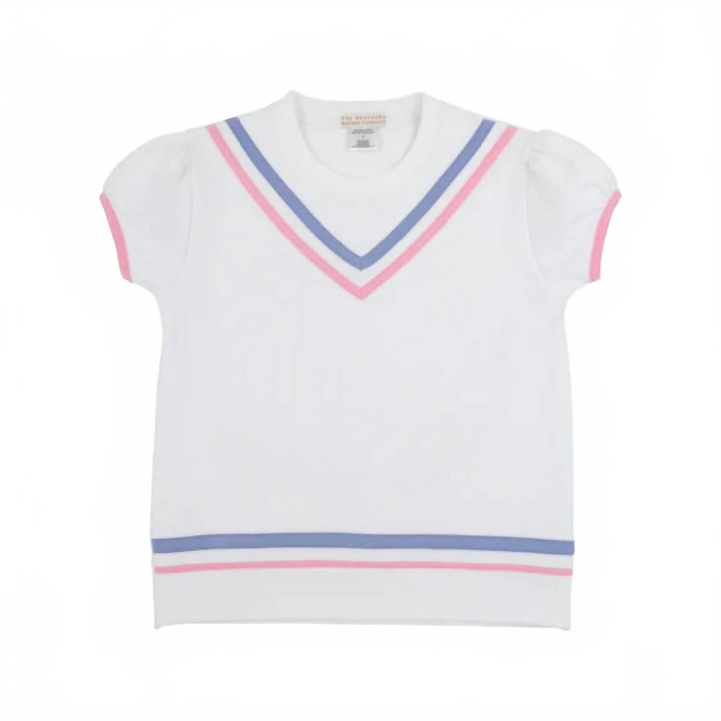 Short Puff Sleeve Cassidy Comfy Crewneck Shirt In Worth Avenue White