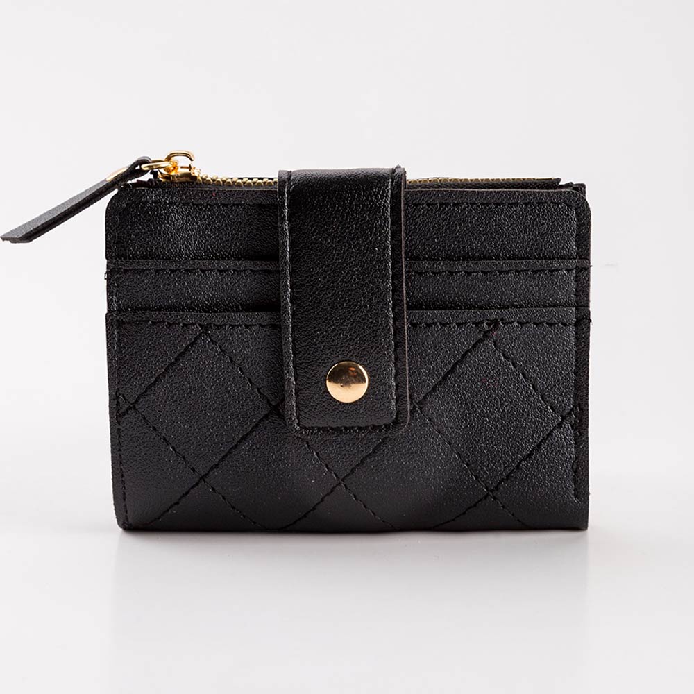 Faux Leather Compact Quilted Flat Wallet