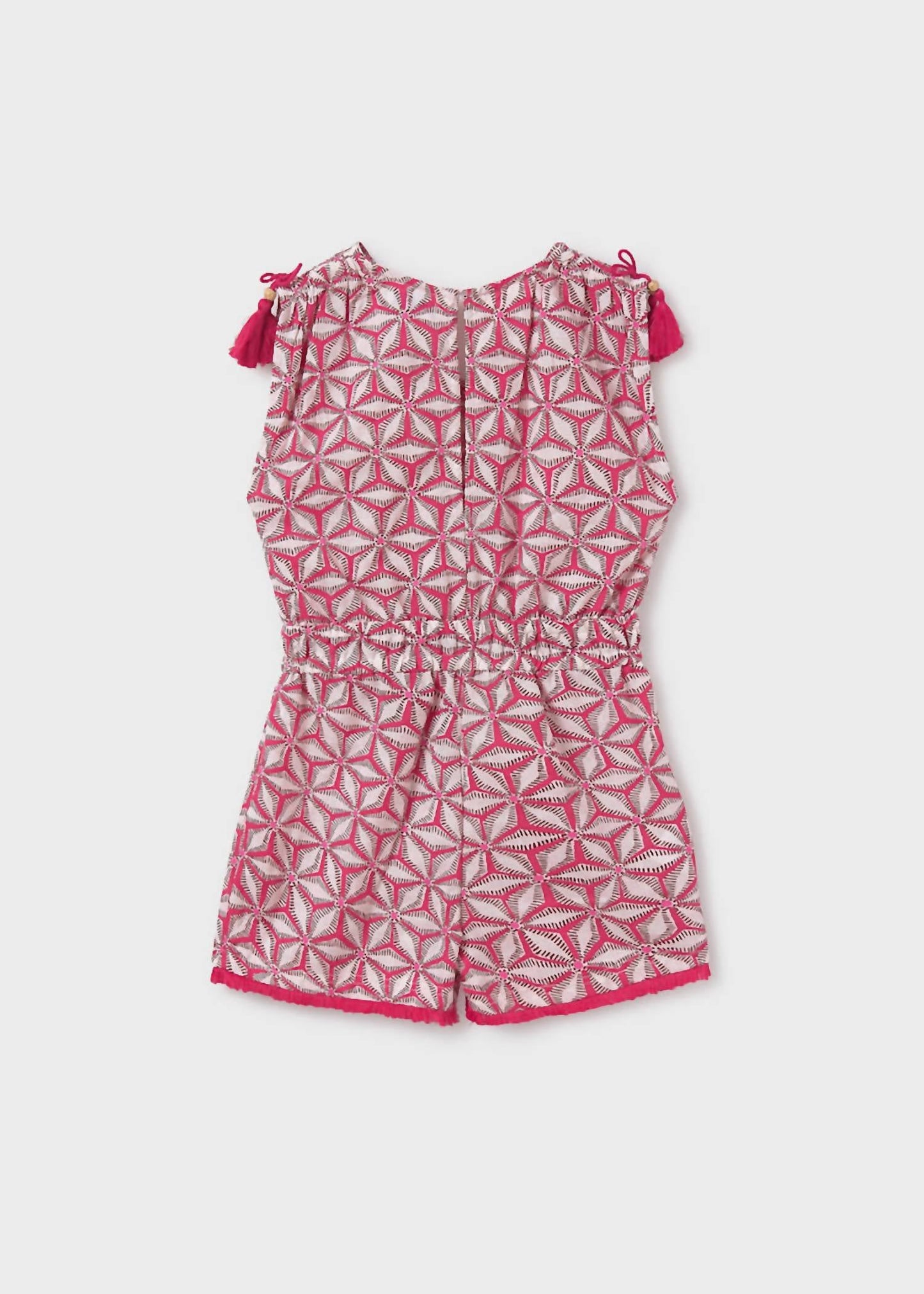 Girls Printed Short Romper In Hibiscus
