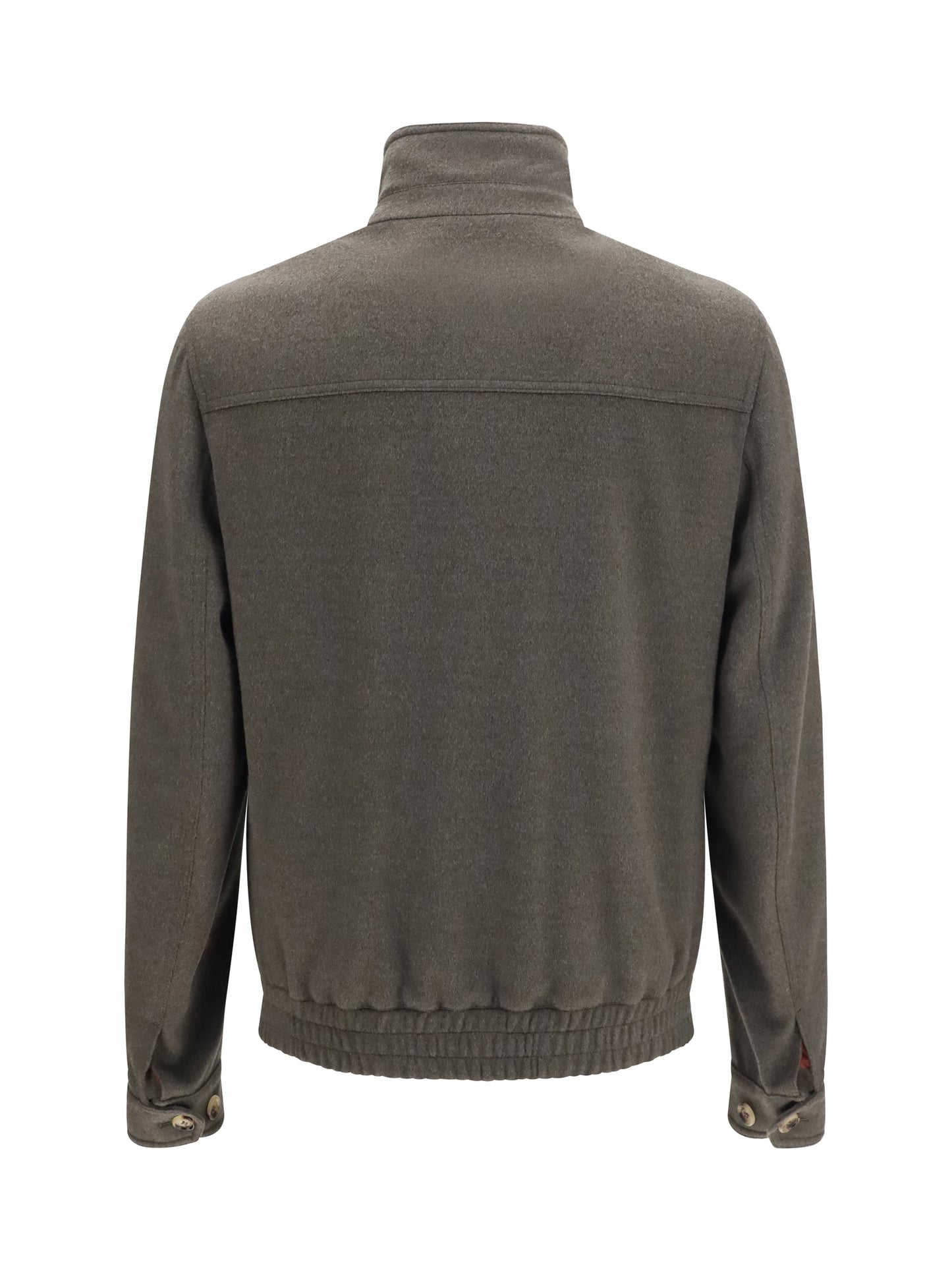 Brunello Cucinelli Men Wool Zip Jacket With High Collar