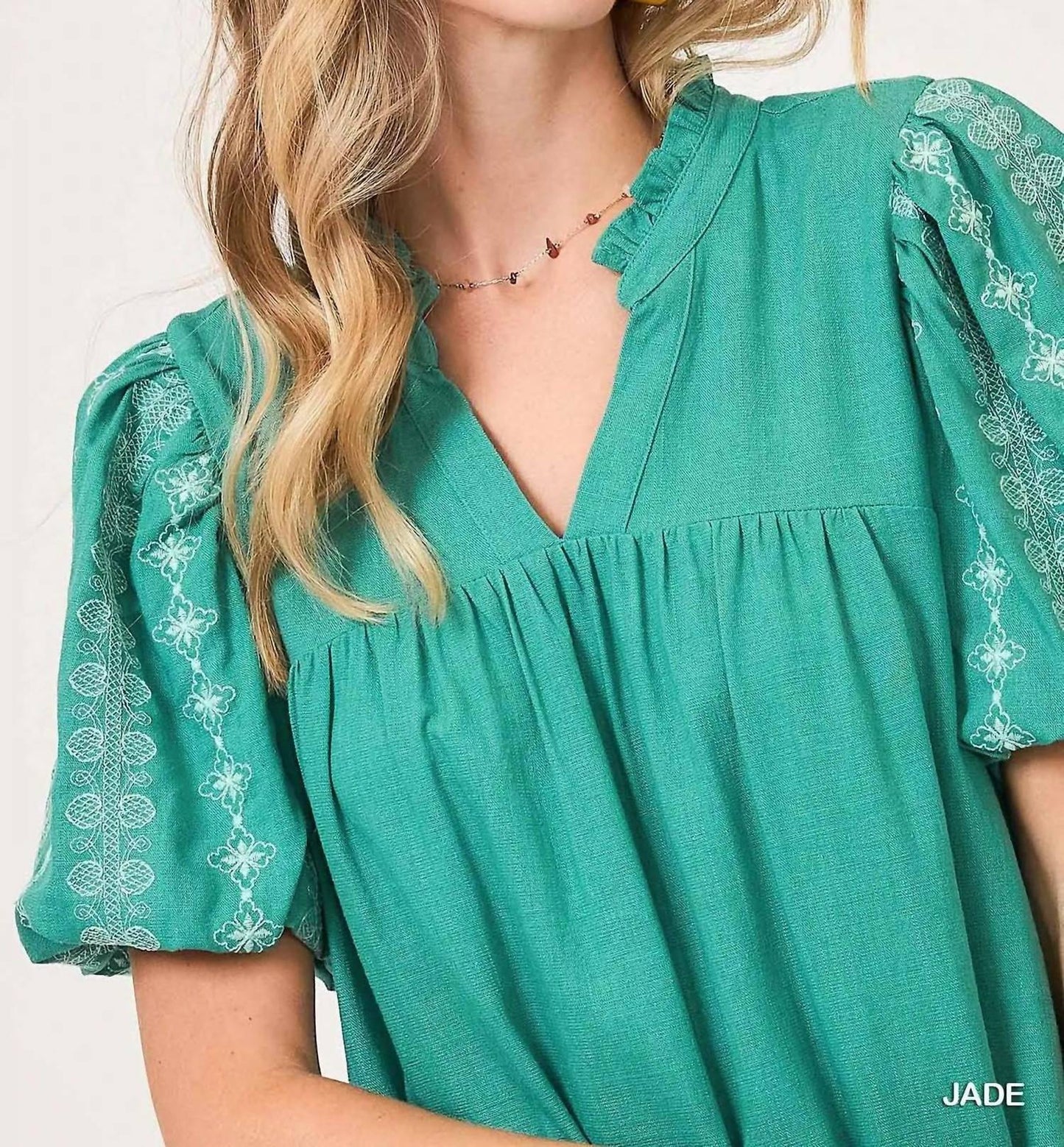 Embroidered Dress In Green