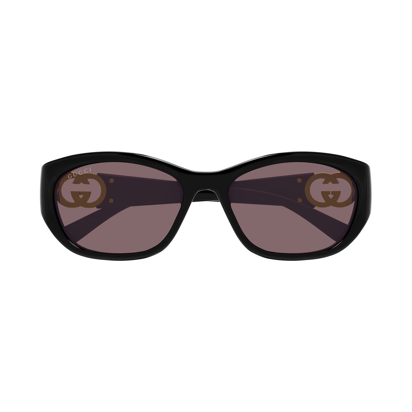 Gg1826Sk Slightly Rounded Rectangular Black Sunglasses
