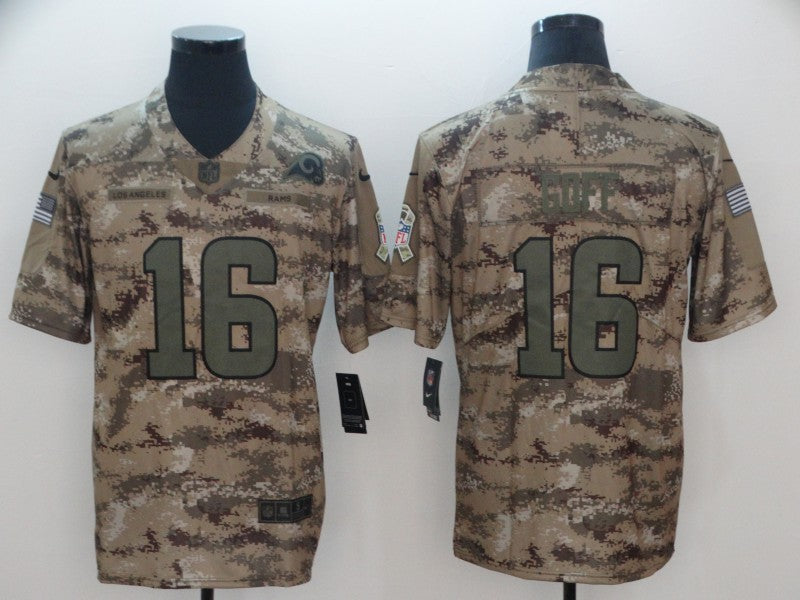 Men's Los Angeles Rams Jared Goff #16 Camouflage Game jersey
