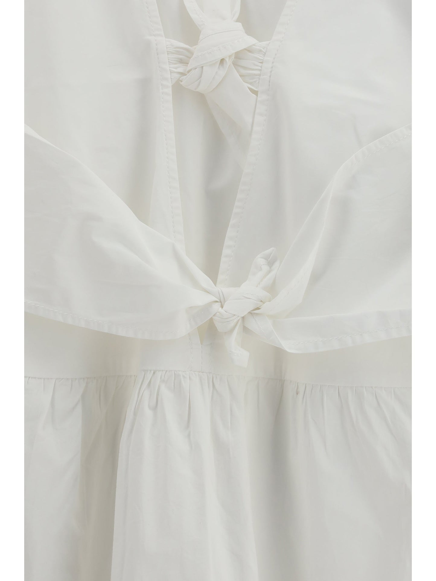 Ganni Women Mini Dress With A Deep V-Neckline And Front Tie Bands
