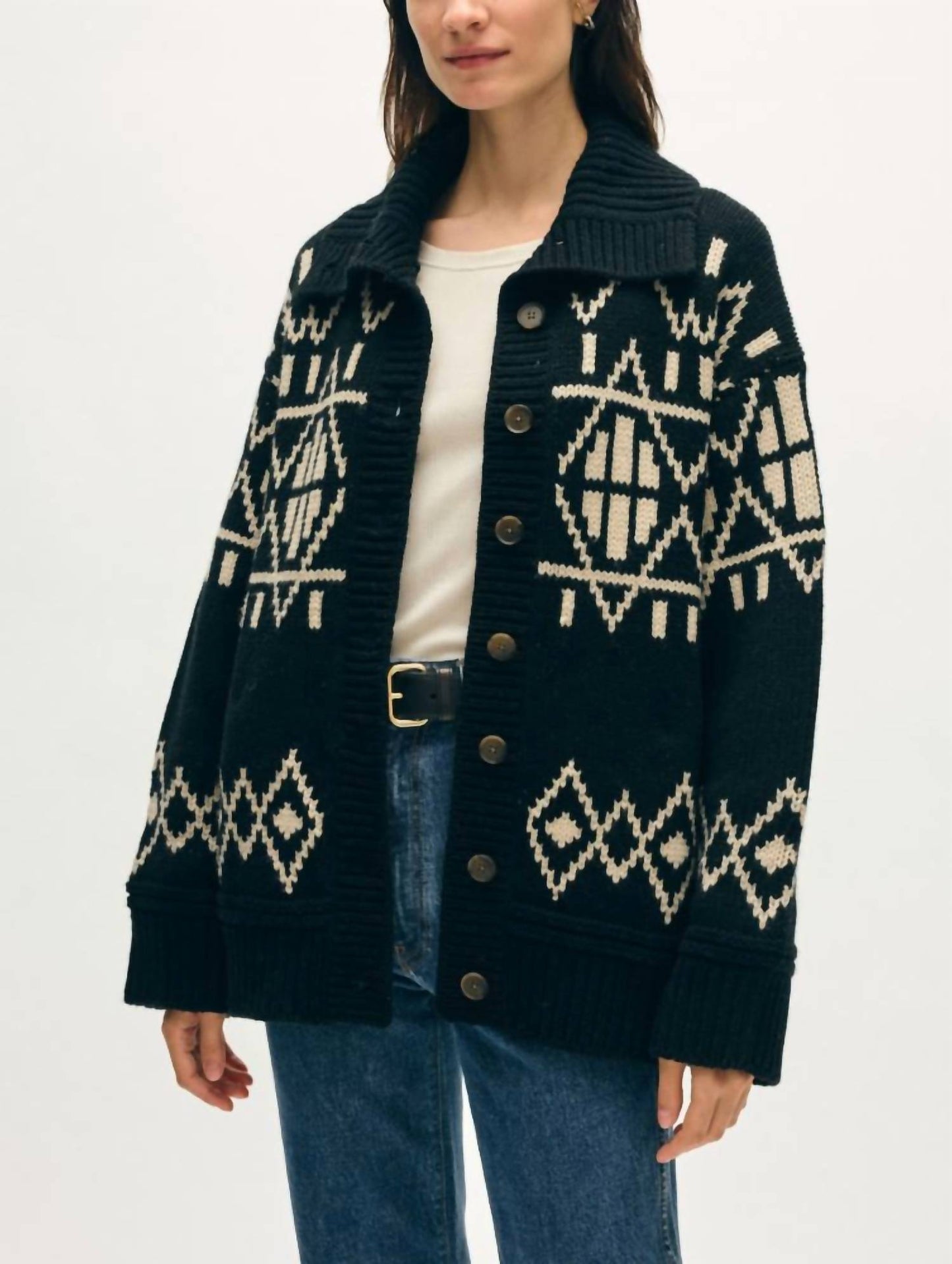 Fair Isle Jacket In Black Combo