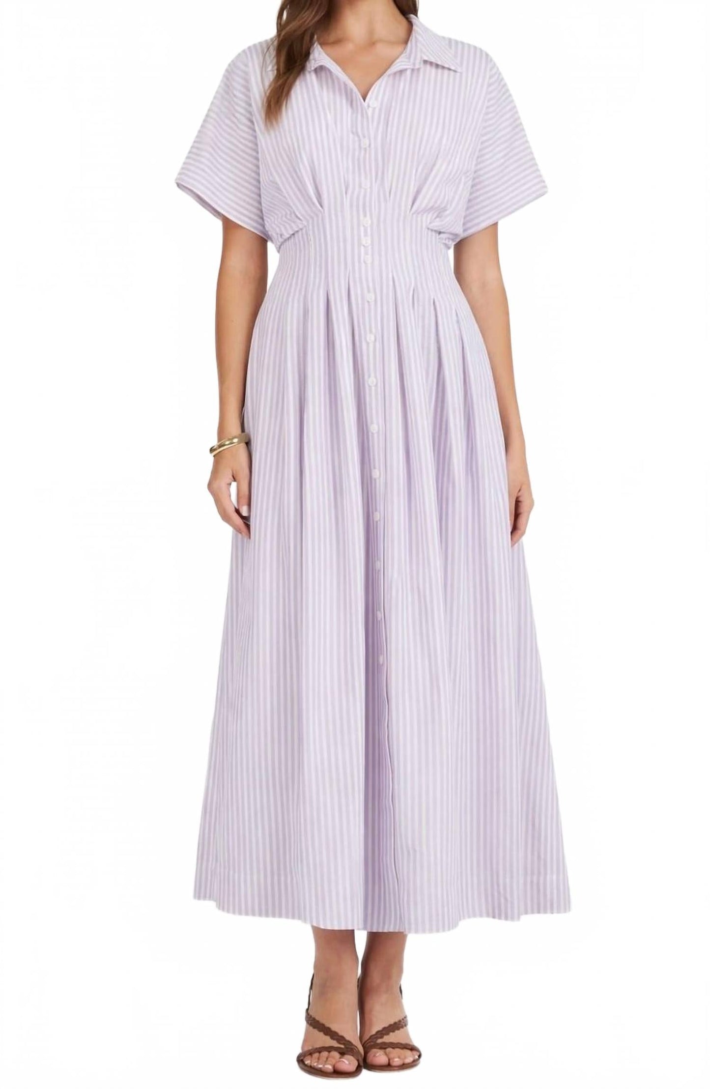 Maude Waist Detail Shirtdress In Lavendar