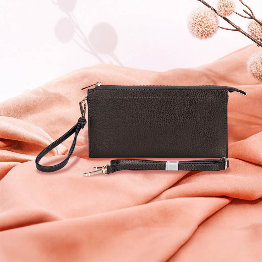 Faux Leather Slim Wallet Crossbody Bag