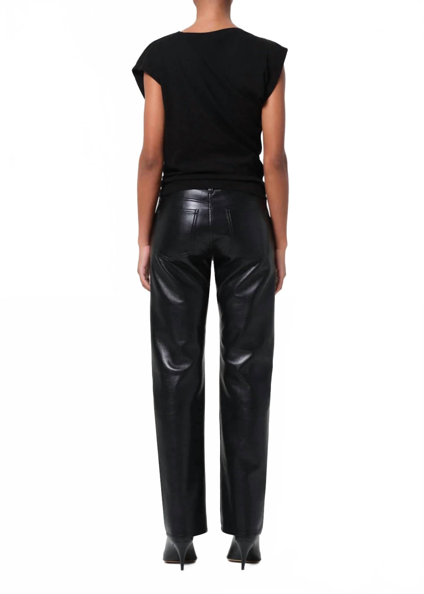 Low Rise Recycled Leather Slim Jeans In Detox