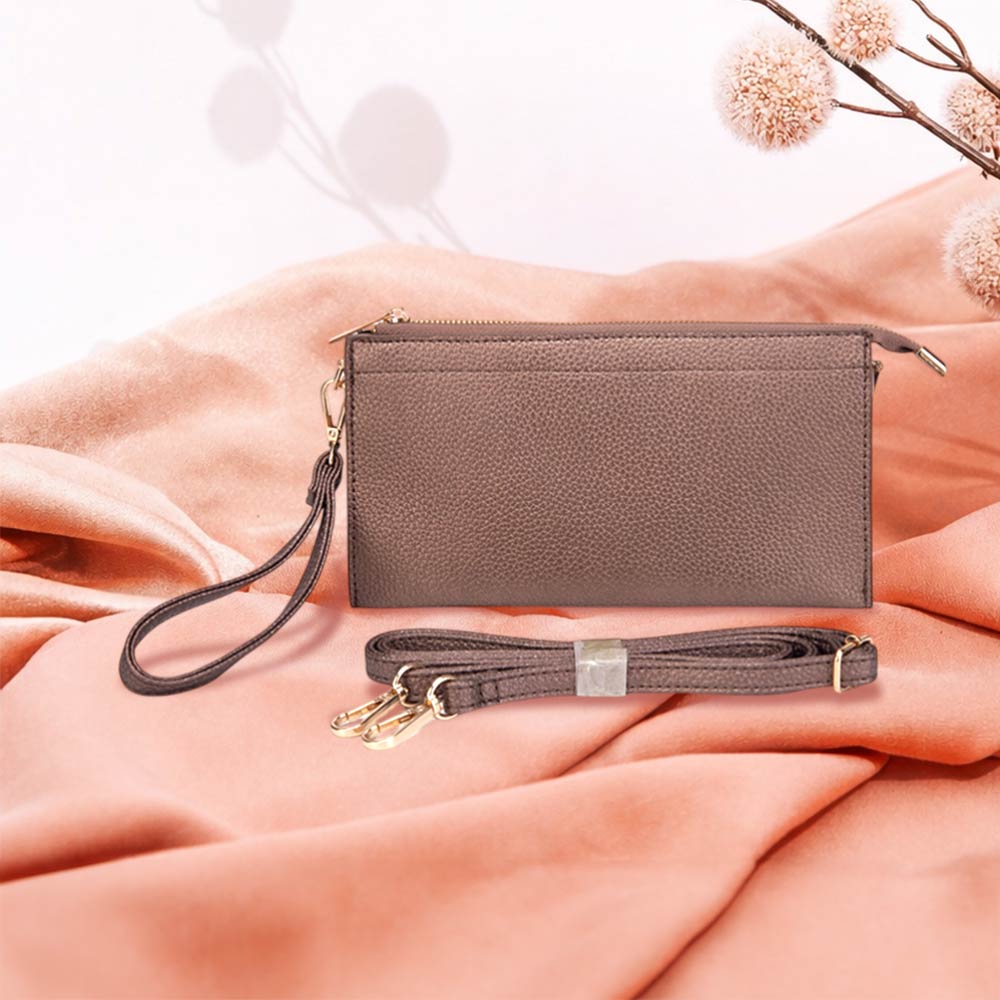 Faux Leather Slim Wallet Crossbody Bag