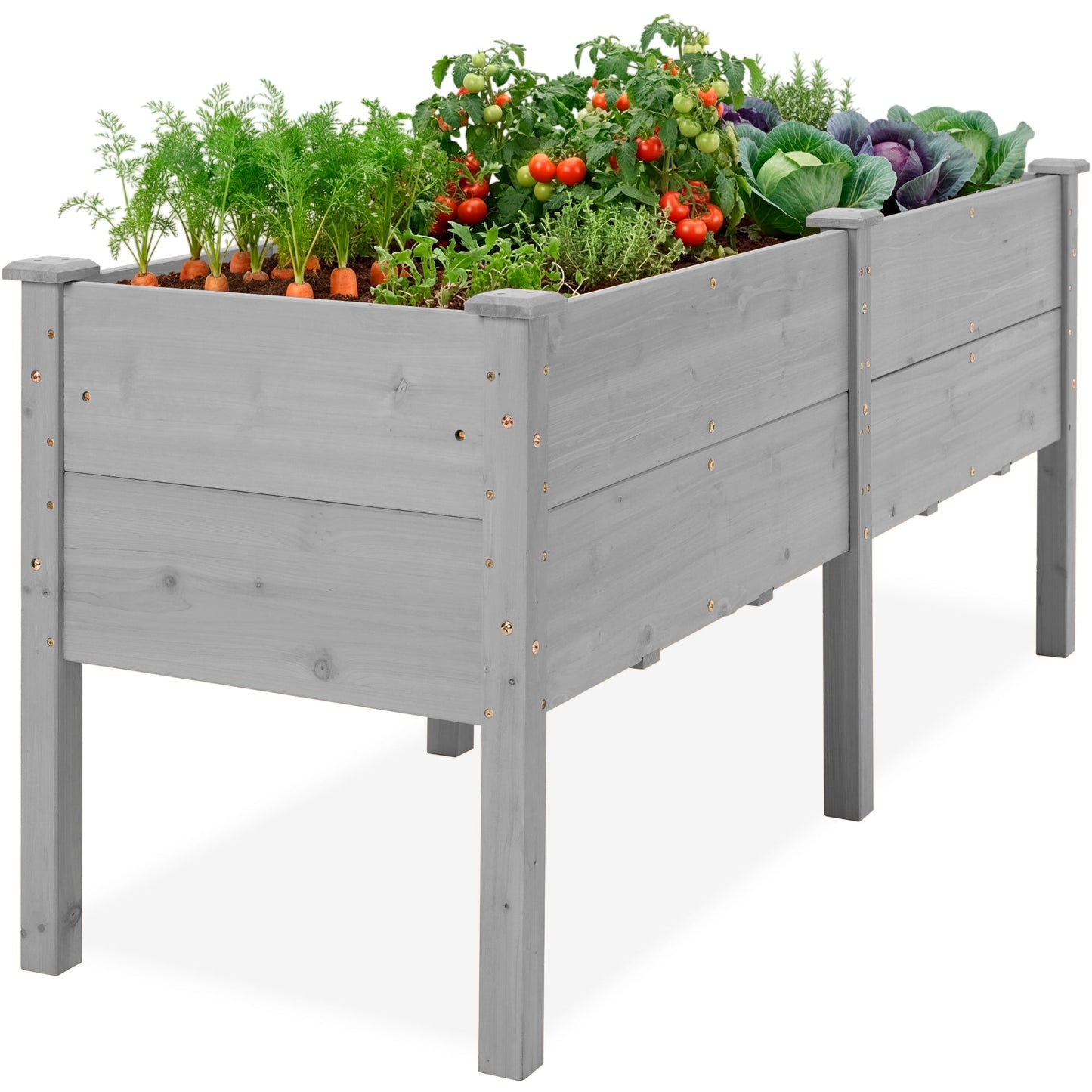 Best Choice Products 72" x 24" x 30" Raised Garden Bed, Extra Deep 16" Depth, Elevated Wood Planter Stand - Gray