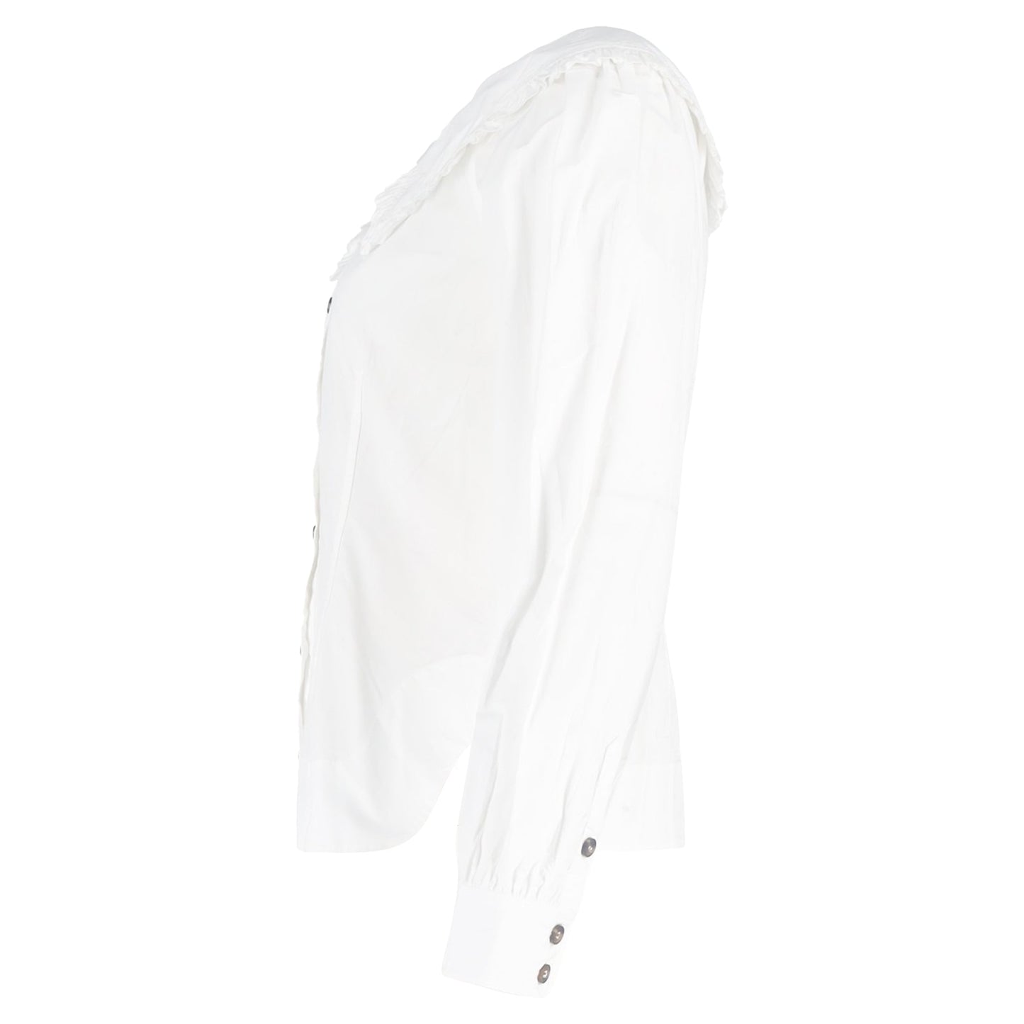 Ganni Oversized Collar Buttoned Shirt in White Cotton