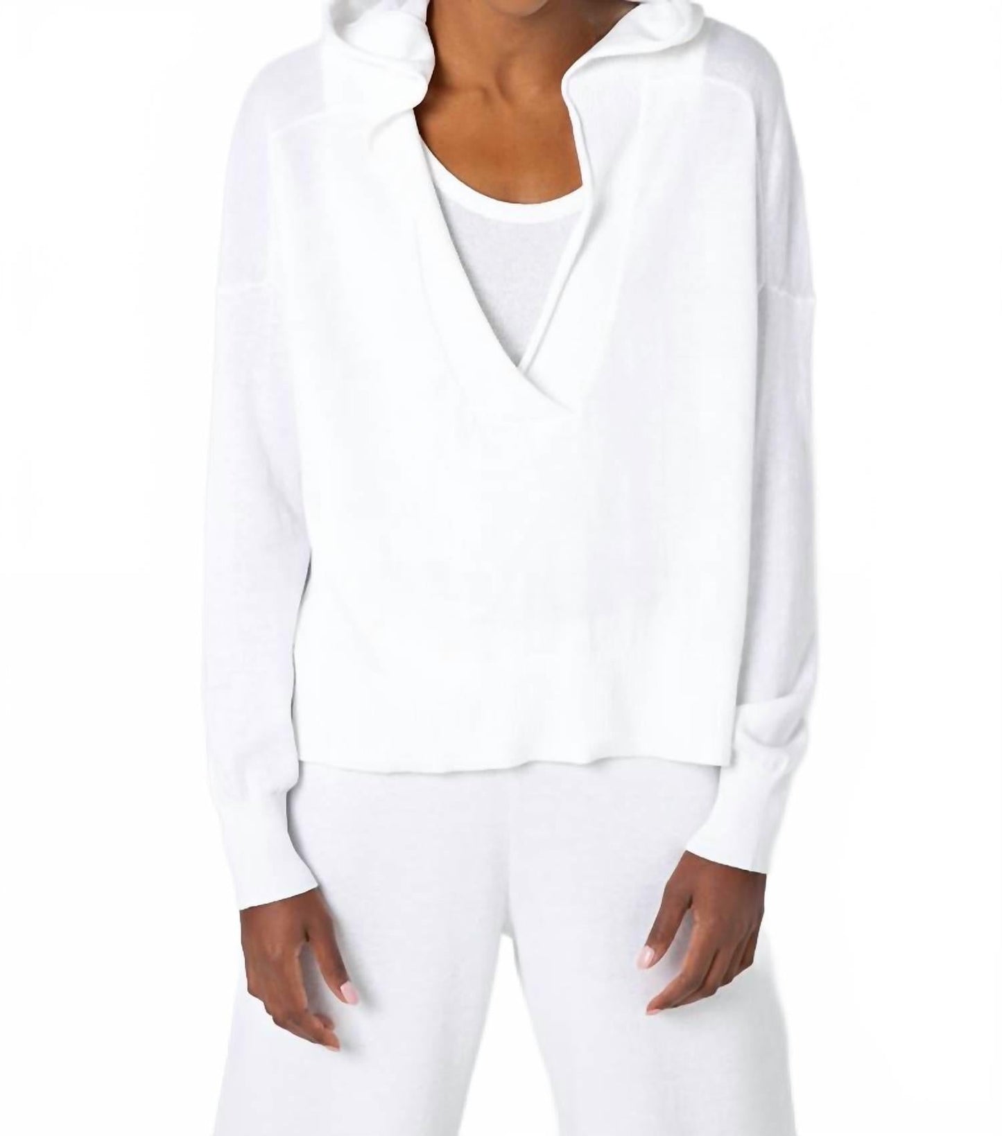 Crop Crossover Hoodie In White
