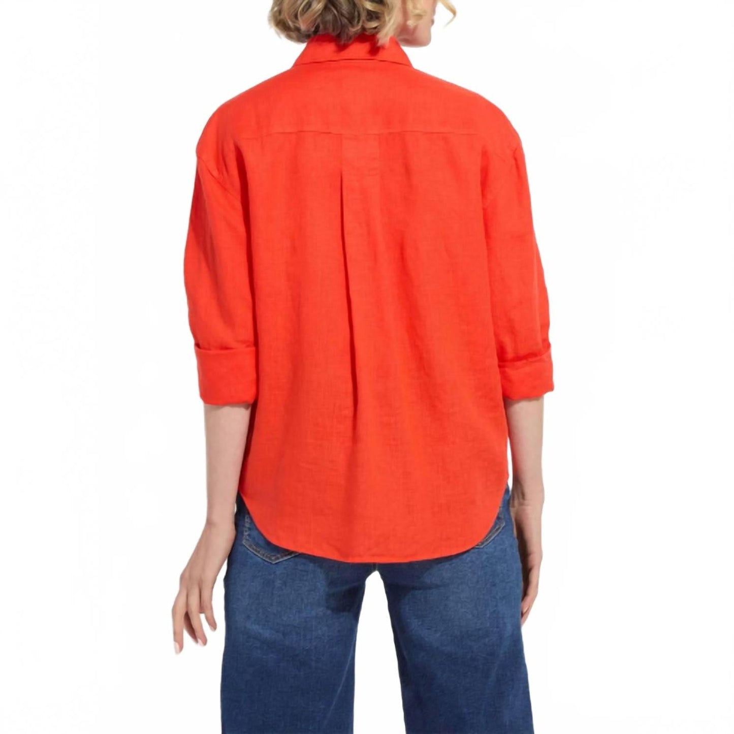 Rose Roll Tab Shirt In Red Kiss