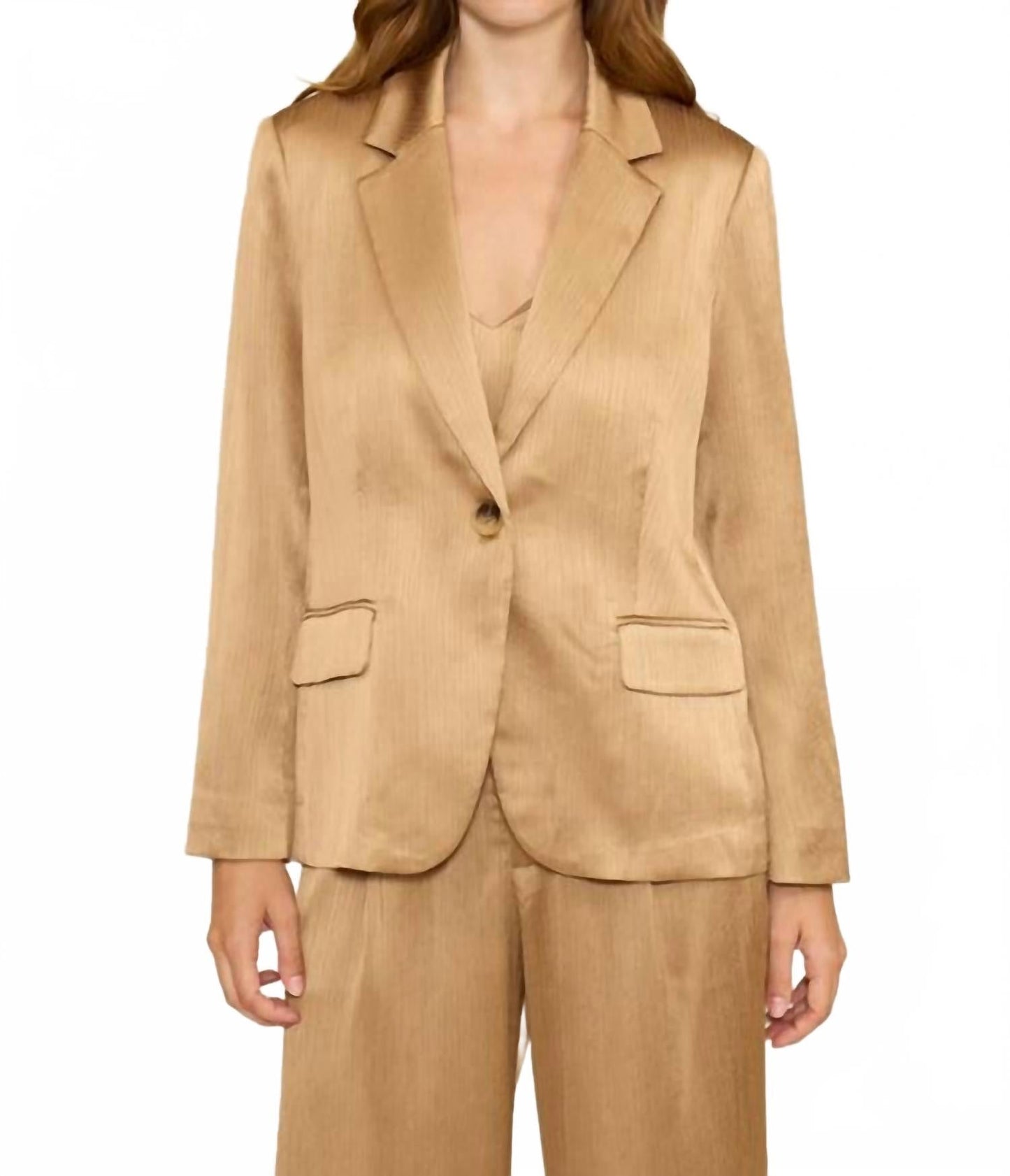 Betty Single Button Blazer In Taupe