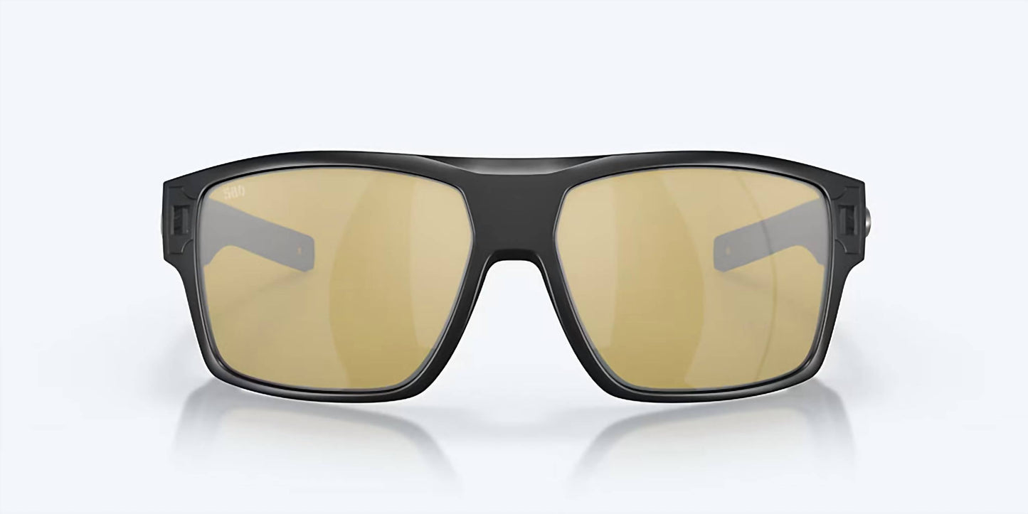 Men's Diego Square Polarized Sunglasses In Matte Black/sunrise Silver Mirror